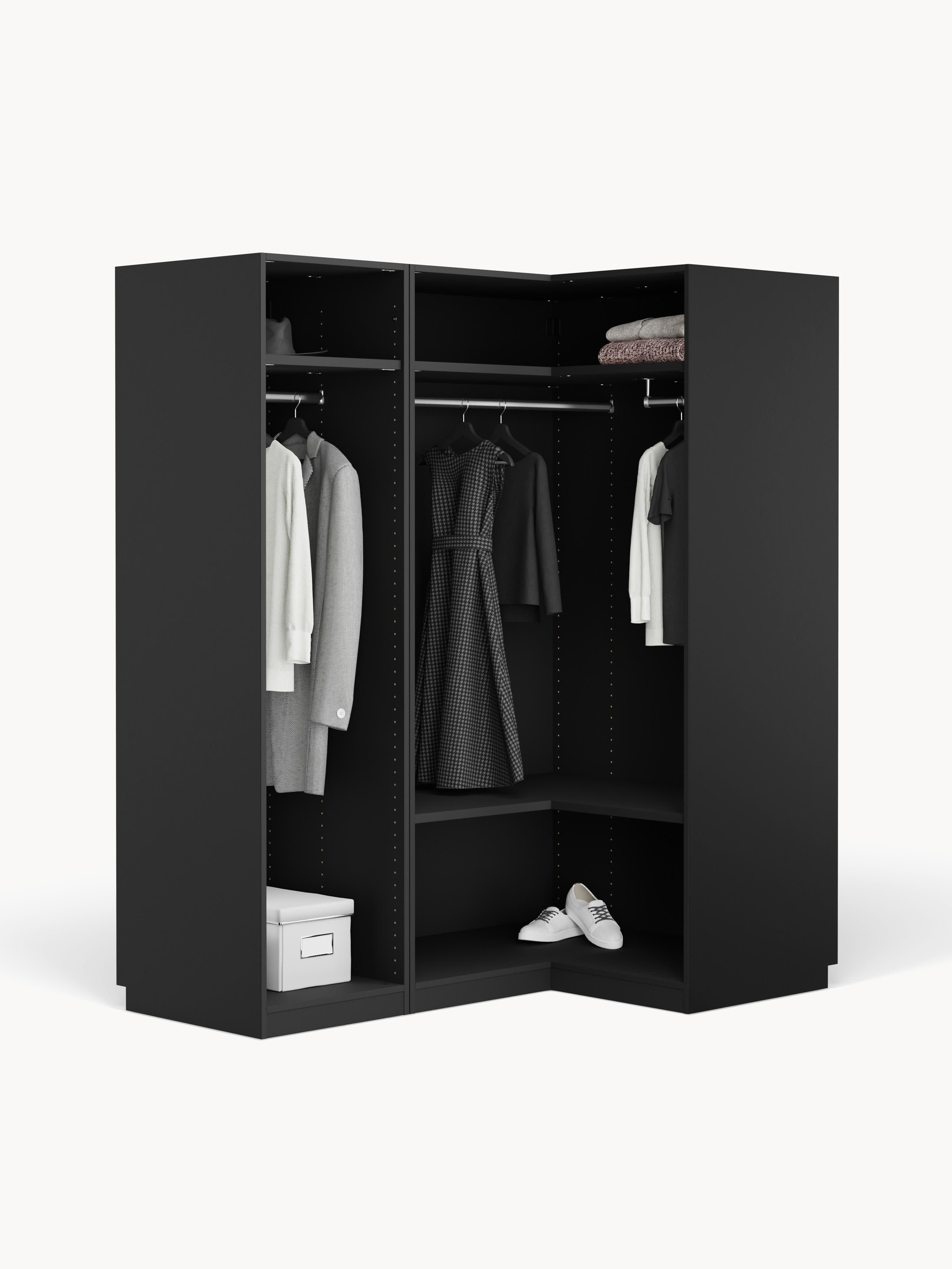 Modularer Eck-Kleiderschrank Simone, 165 cm Breite, in verschiedenen Größen