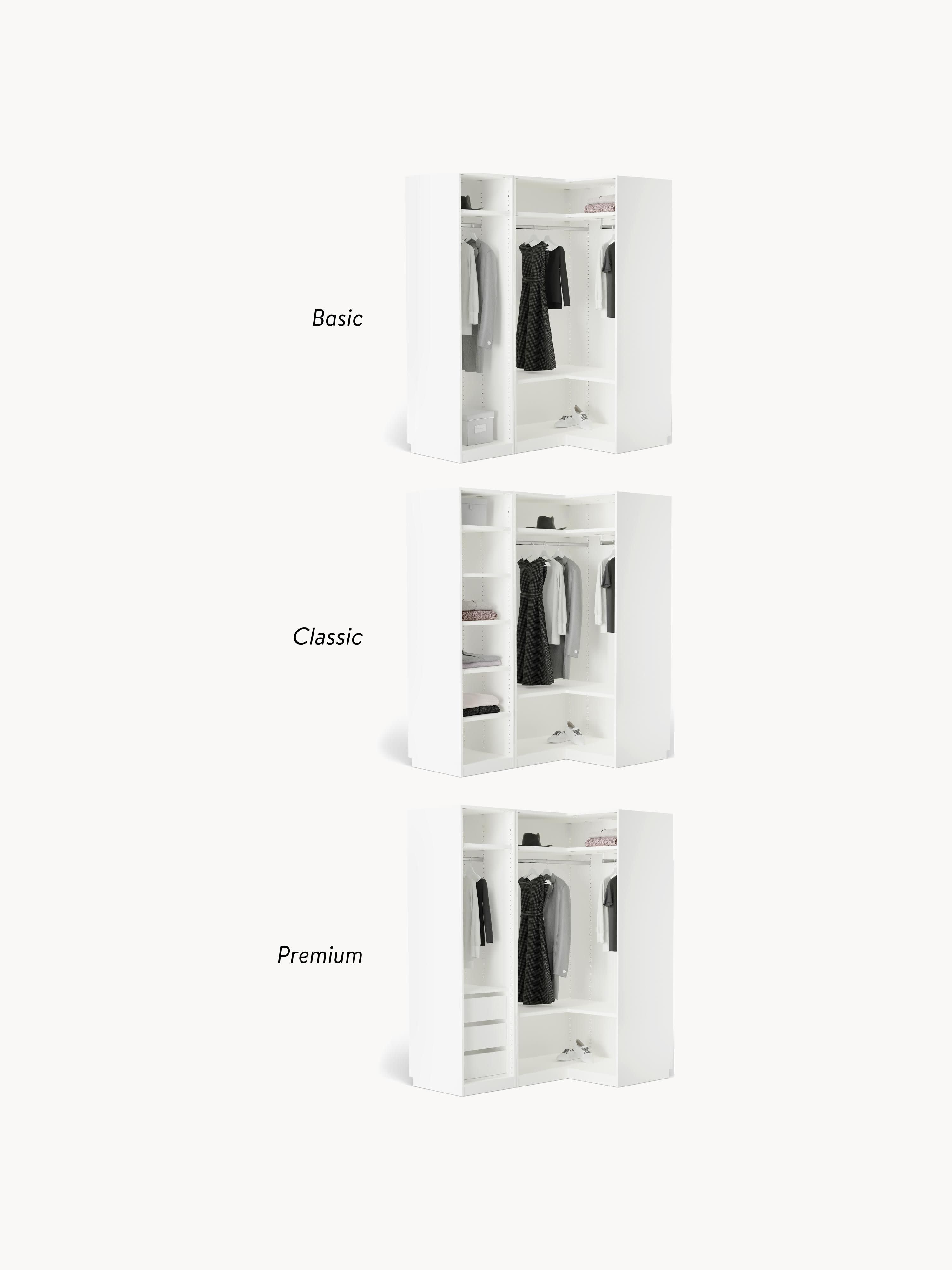 Modularer Eck-Kleiderschrank Leon, 115 cm Breite, in verschiedenen Größen