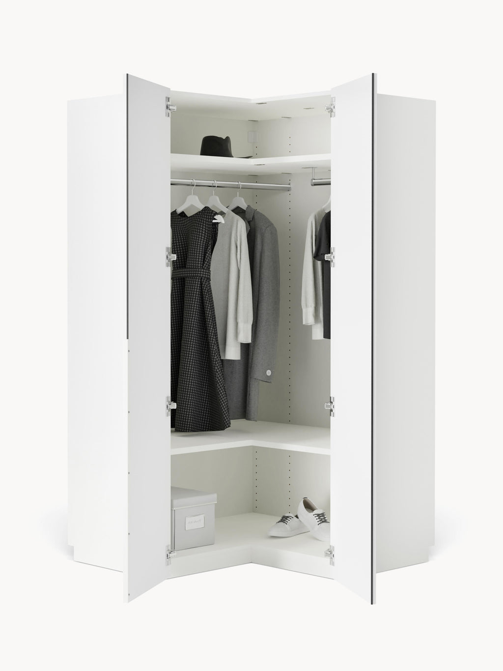 Modularer Eck-Kleiderschrank Leon, 115 cm Breite, in verschiedenen Größen