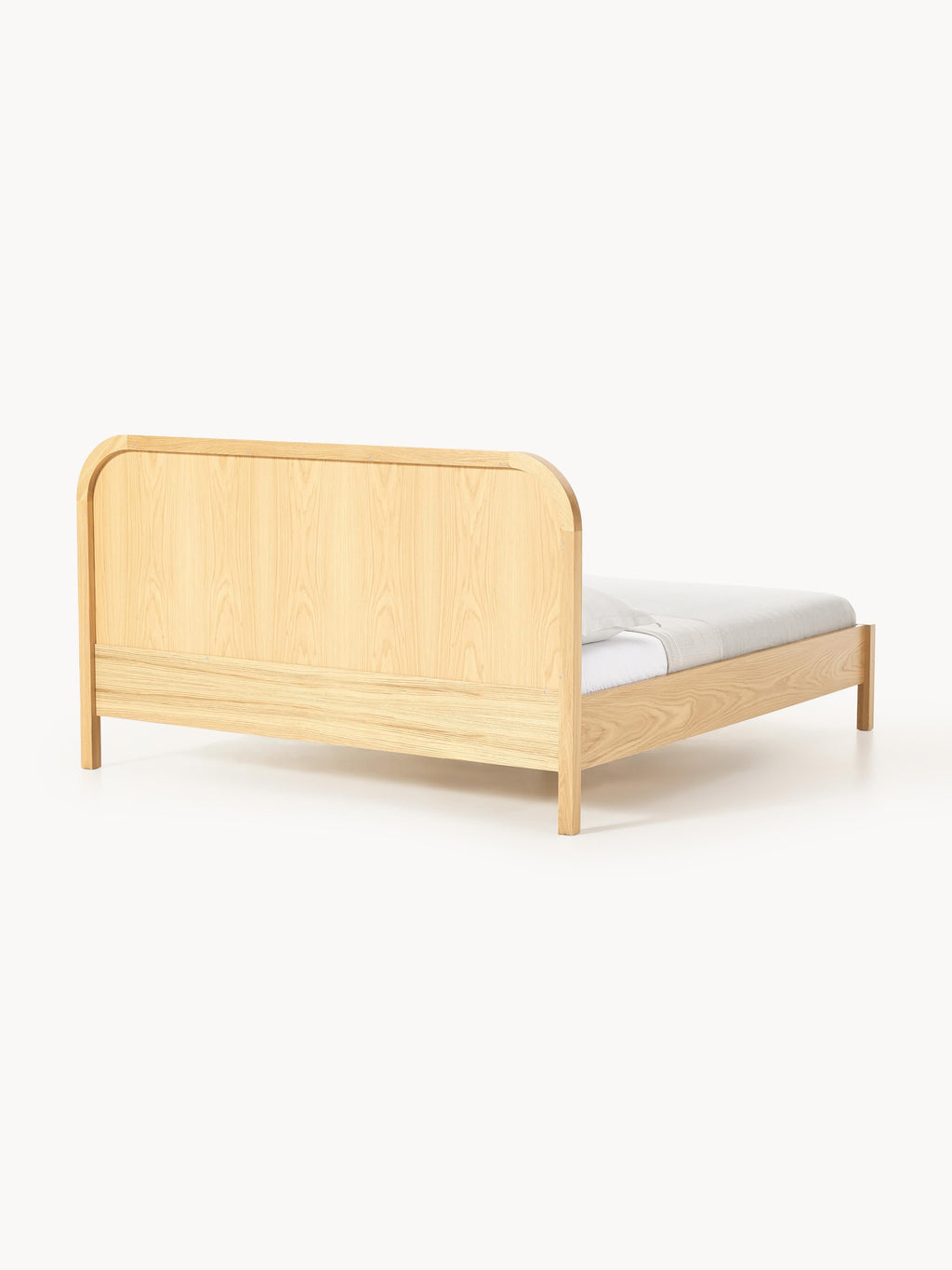 Holzbett Jones mit Kopfteil aus Bouclé