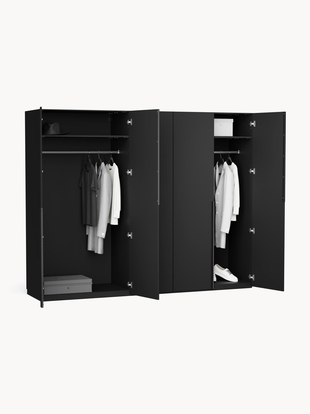 Modularer Drehtürenschrank Leon, 250 cm Breite, in verschiedenen Größen