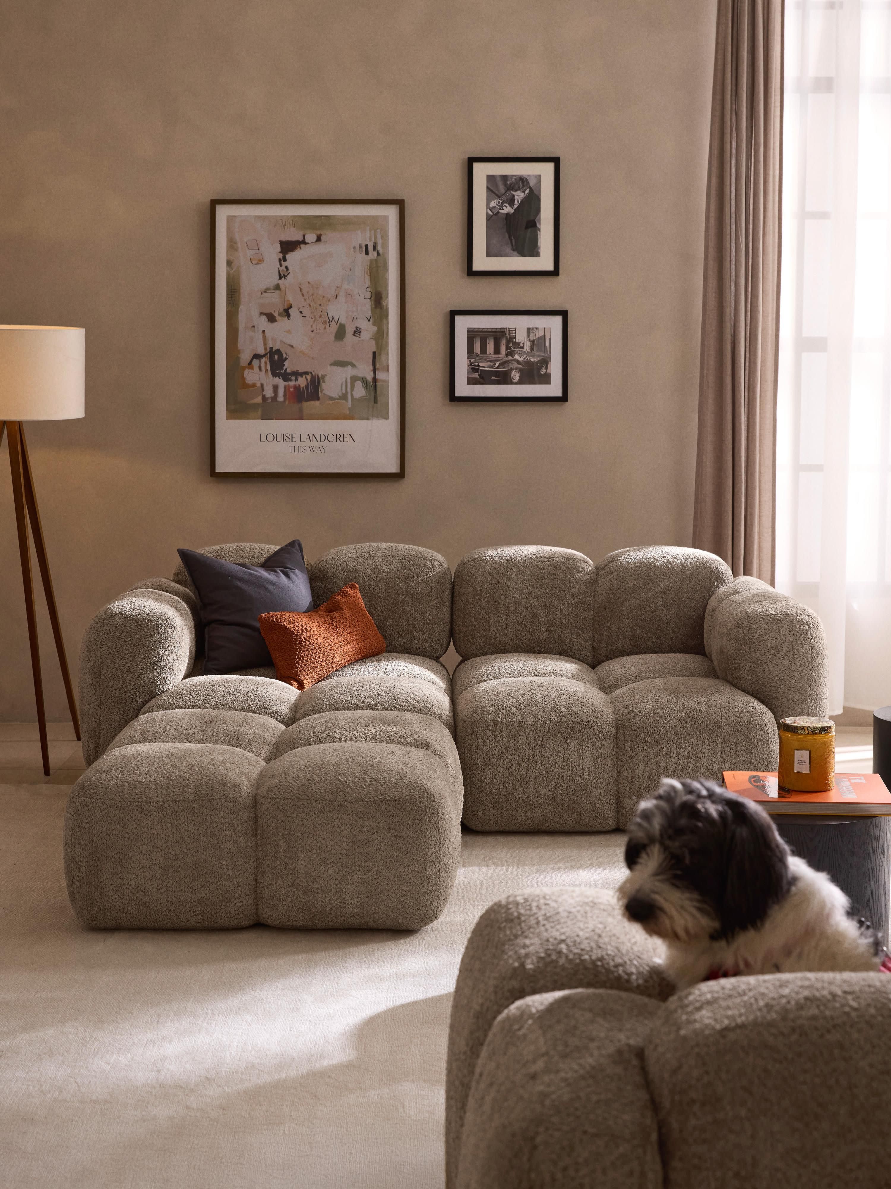 Sofa-Hocker Tayla aus Teddy-Bouclé