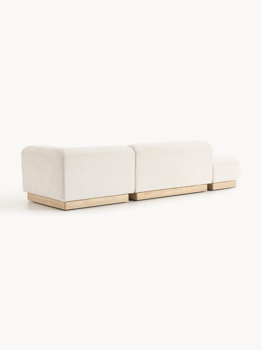 Modulare Ottomane Natalie aus Teddy-Bouclé mit Hocker (links/rechts)