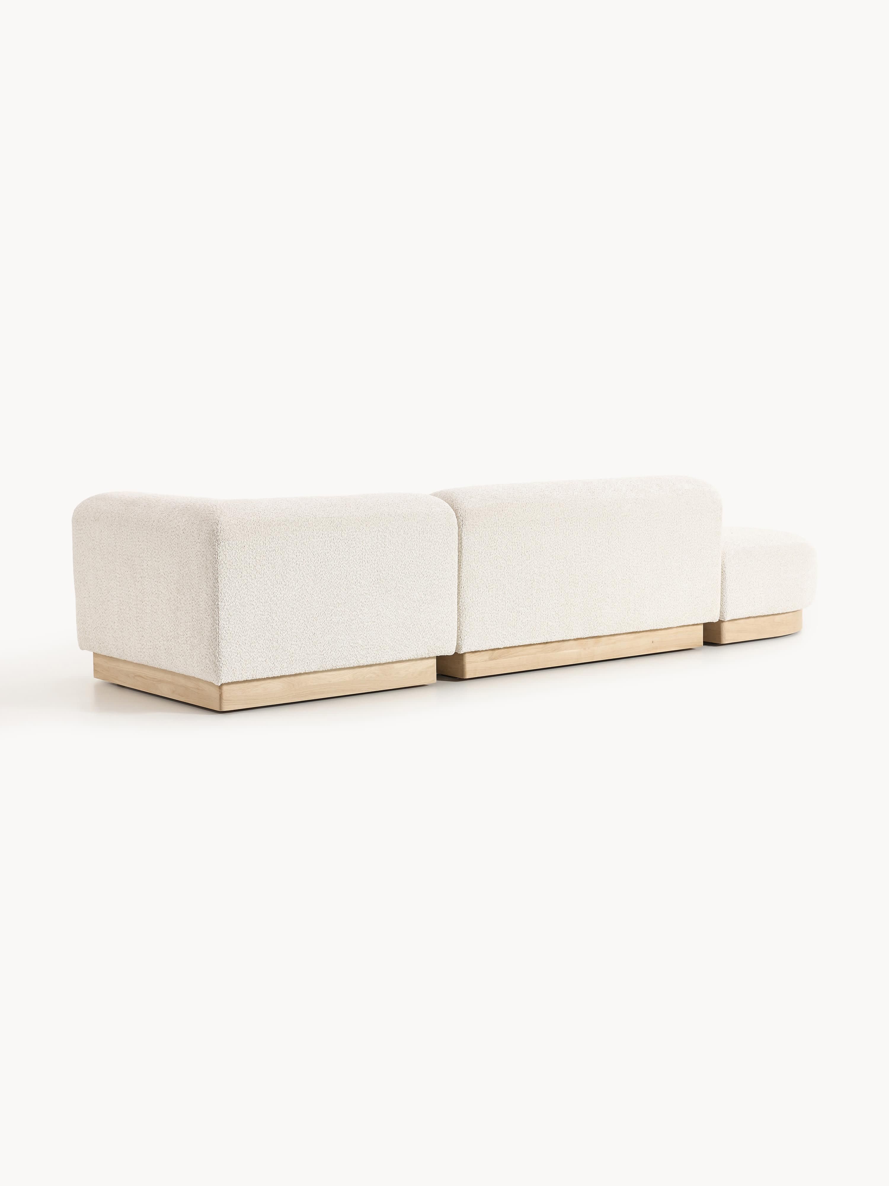 Modulare Ottomane Natalie aus Teddy-Bouclé mit Hocker (links/rechts)