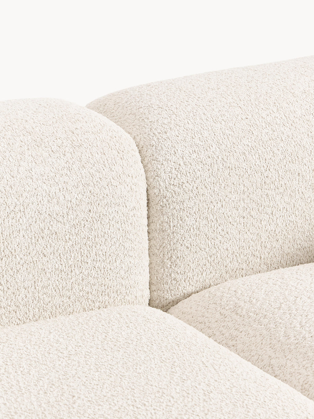 Modulare Ottomane Natalie aus Teddy-Bouclé mit Hocker (links/rechts)