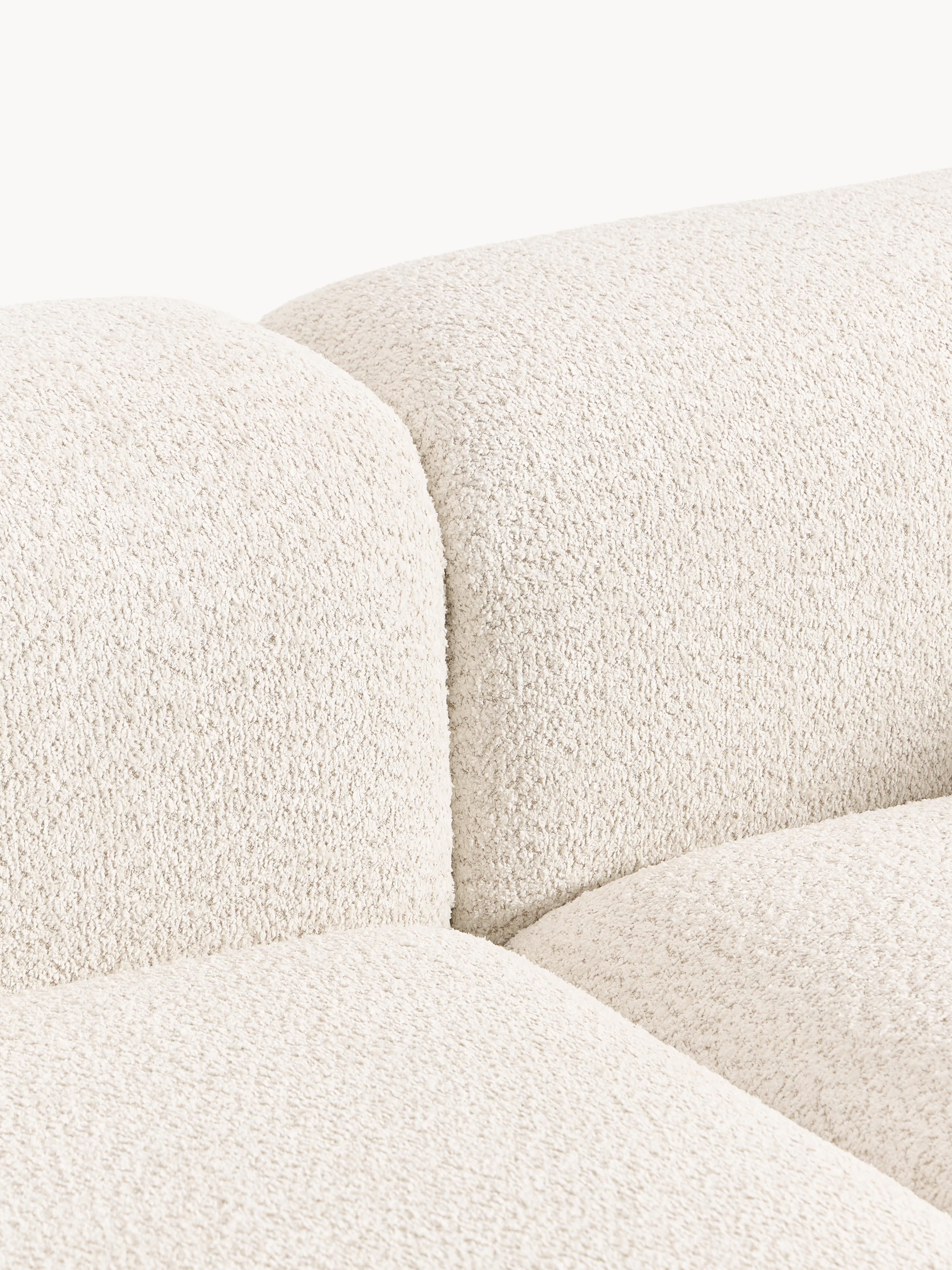 Modulare Ottomane Natalie aus Teddy-Bouclé mit Hocker (links/rechts)