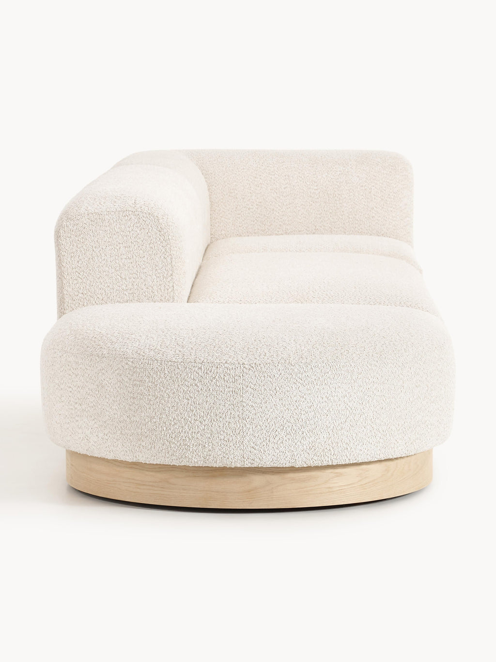Modulare Ottomane Natalie aus Teddy-Bouclé mit Hocker (links/rechts)