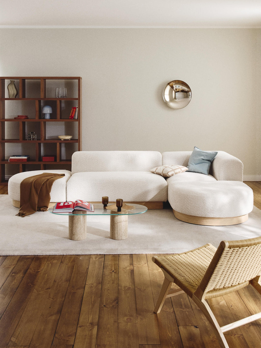 Modulares Ecksofa Natalie aus Teddy-Bouclé