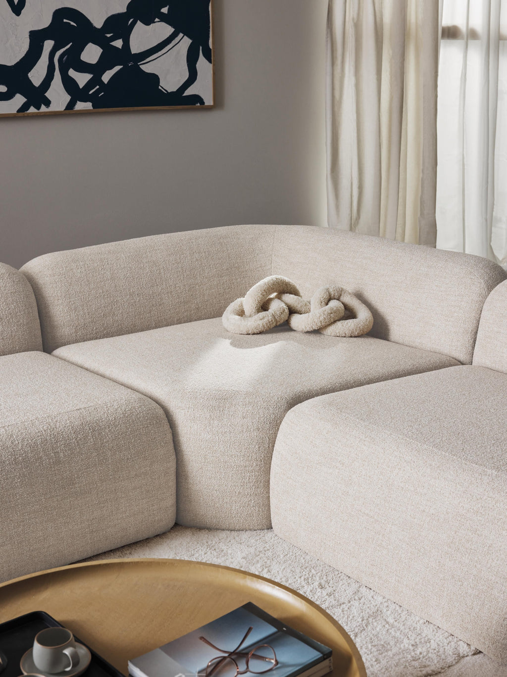 Rundes Bouclé-Eckmodul Wolke