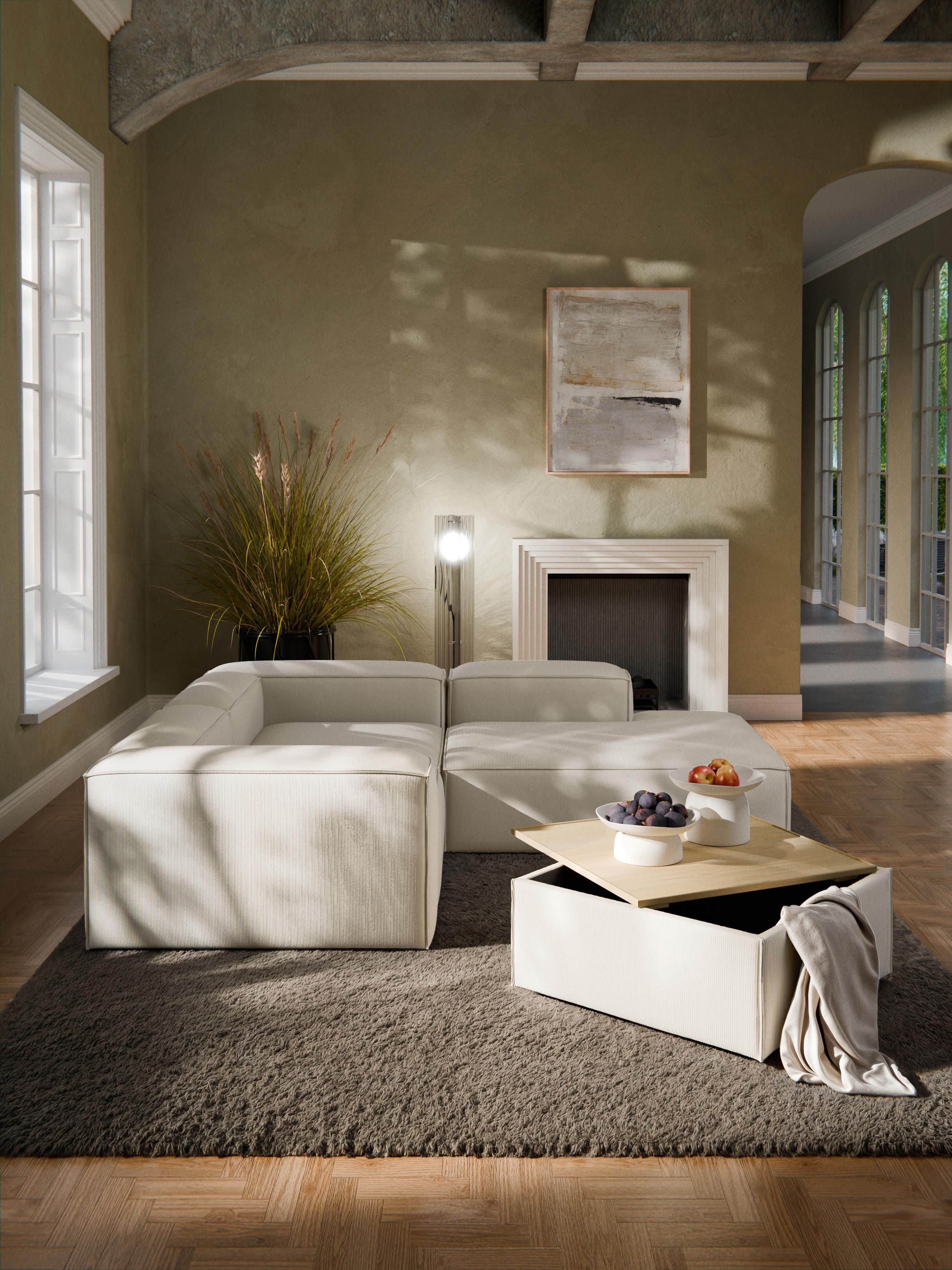 Sofa-Hocker Lennon aus Cord mit Stauraum