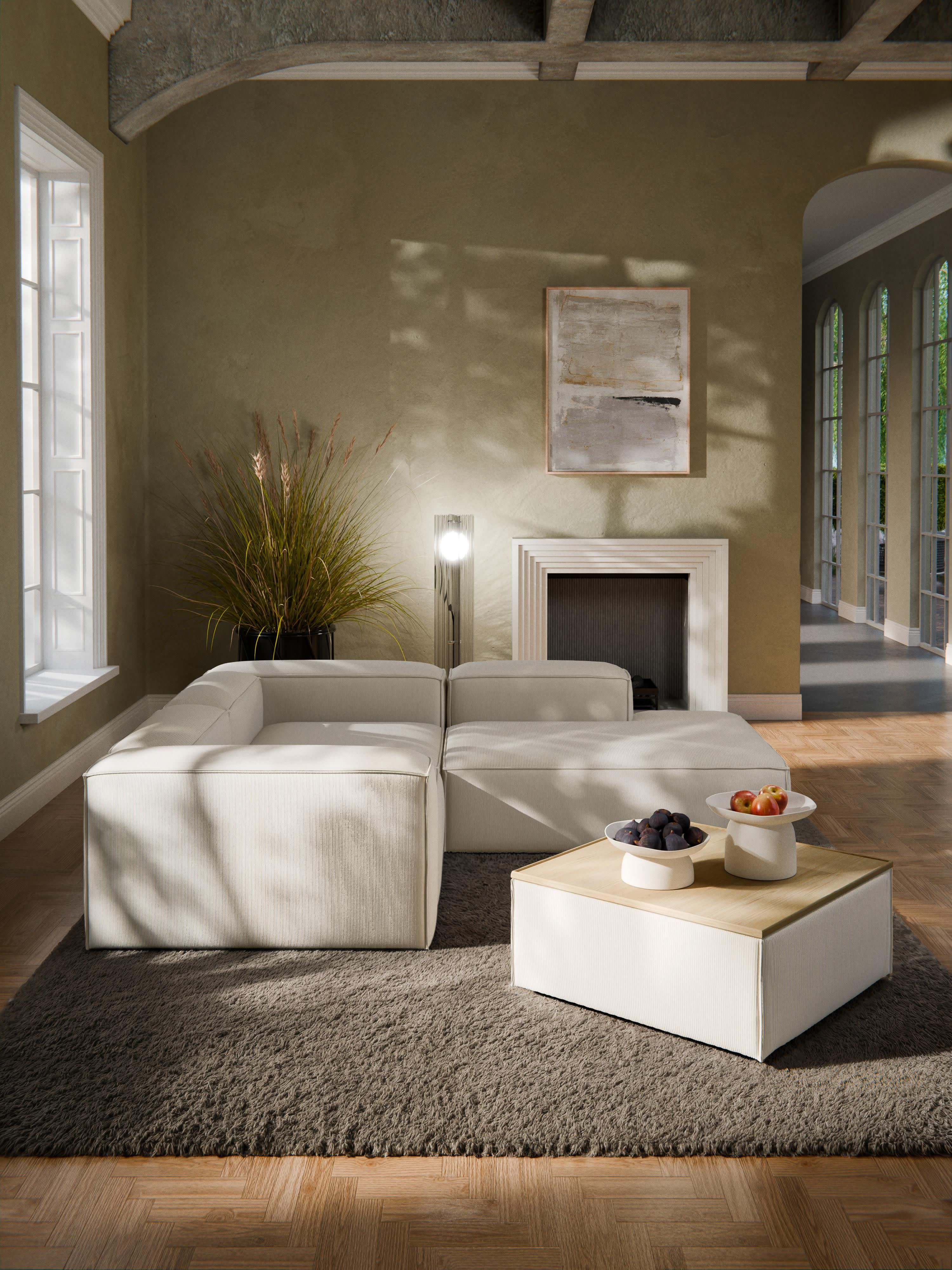 Sofa-Hocker Lennon aus Cord mit Stauraum