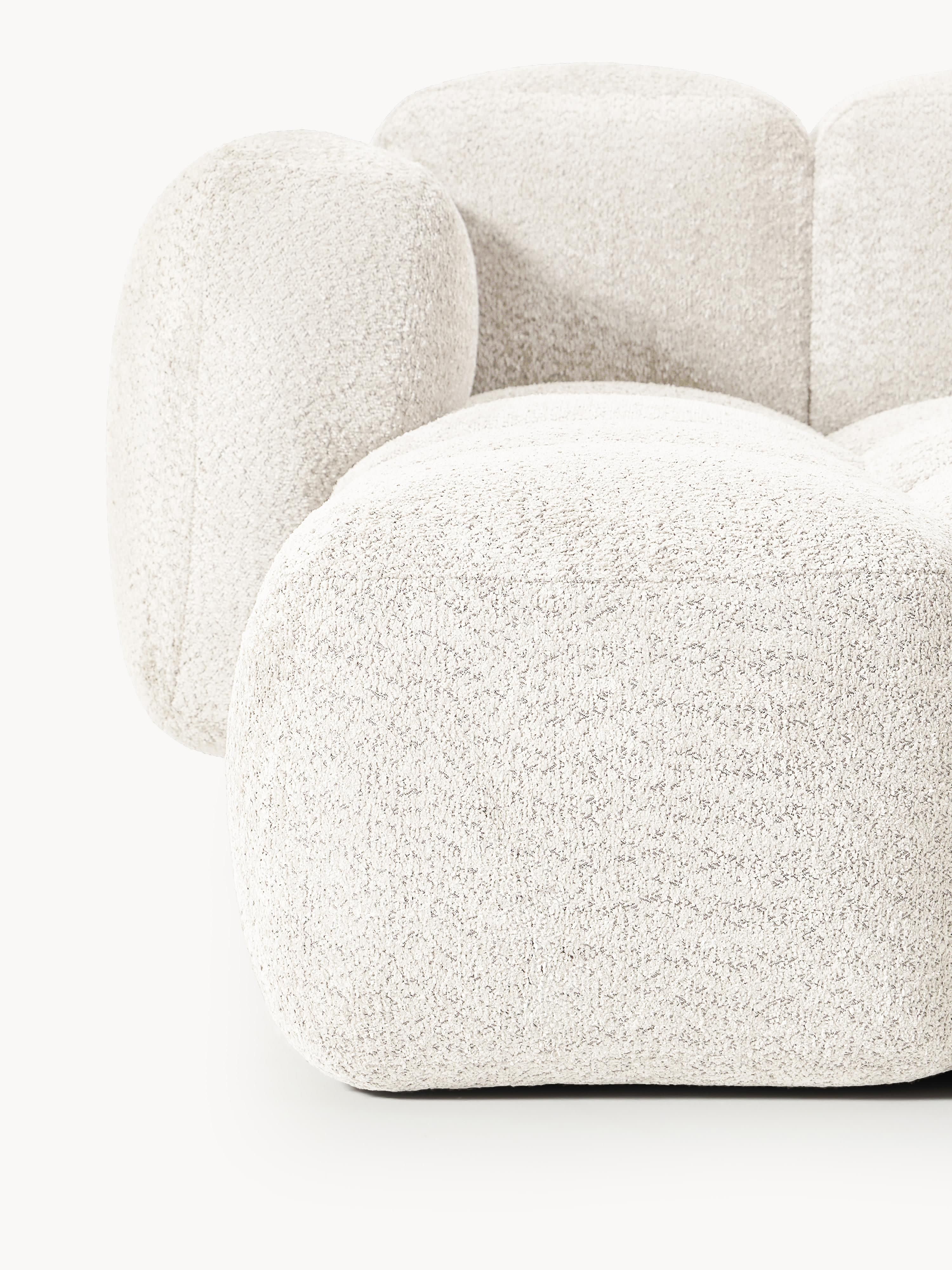 Modulares Sofa Tayla (4-Sitzer) aus Teddy-Bouclé mit Hocker (links/rechts)
