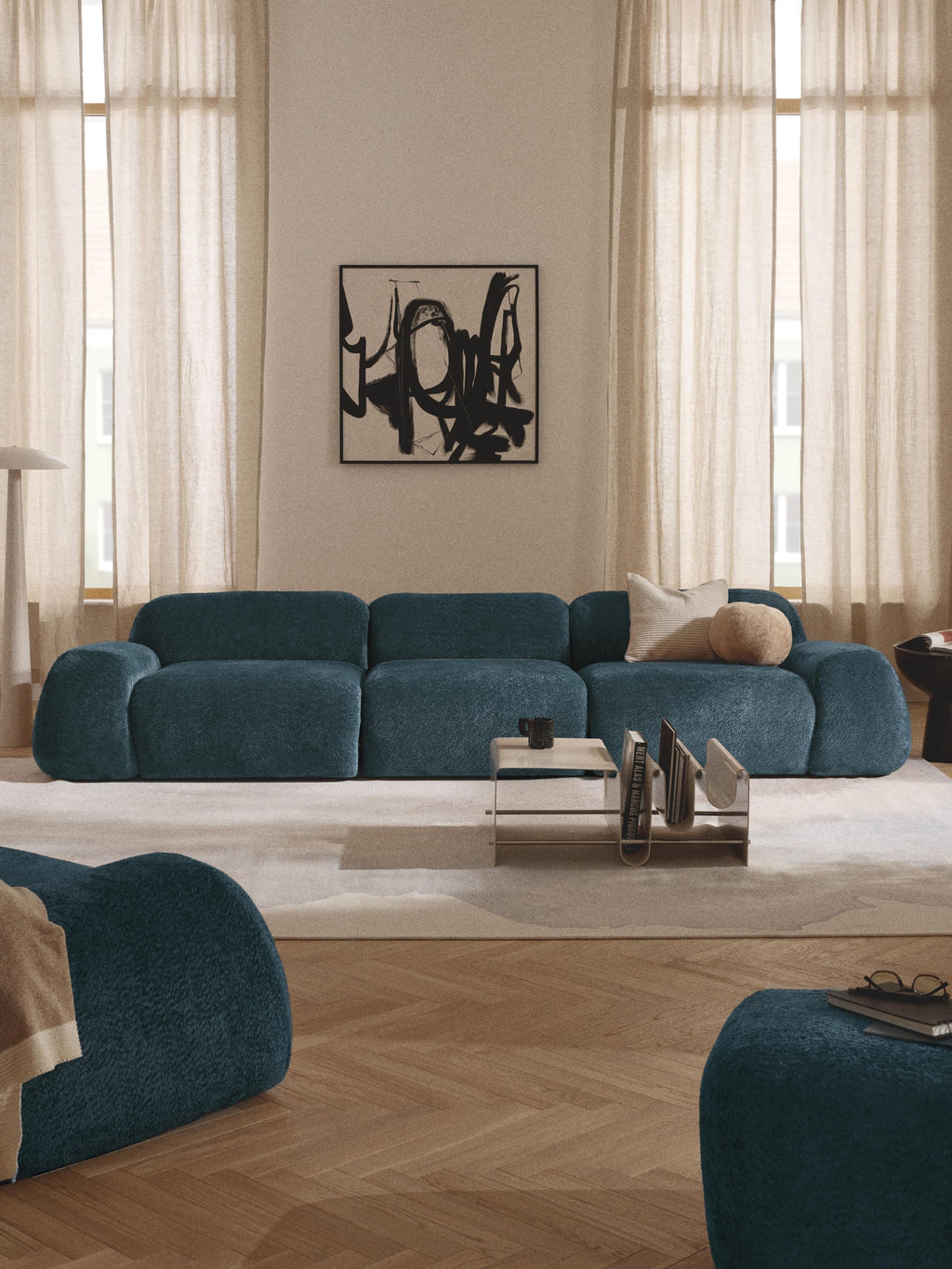 Modulares Teddy-Bouclé-Sofa Wolke (4-Sitzer)