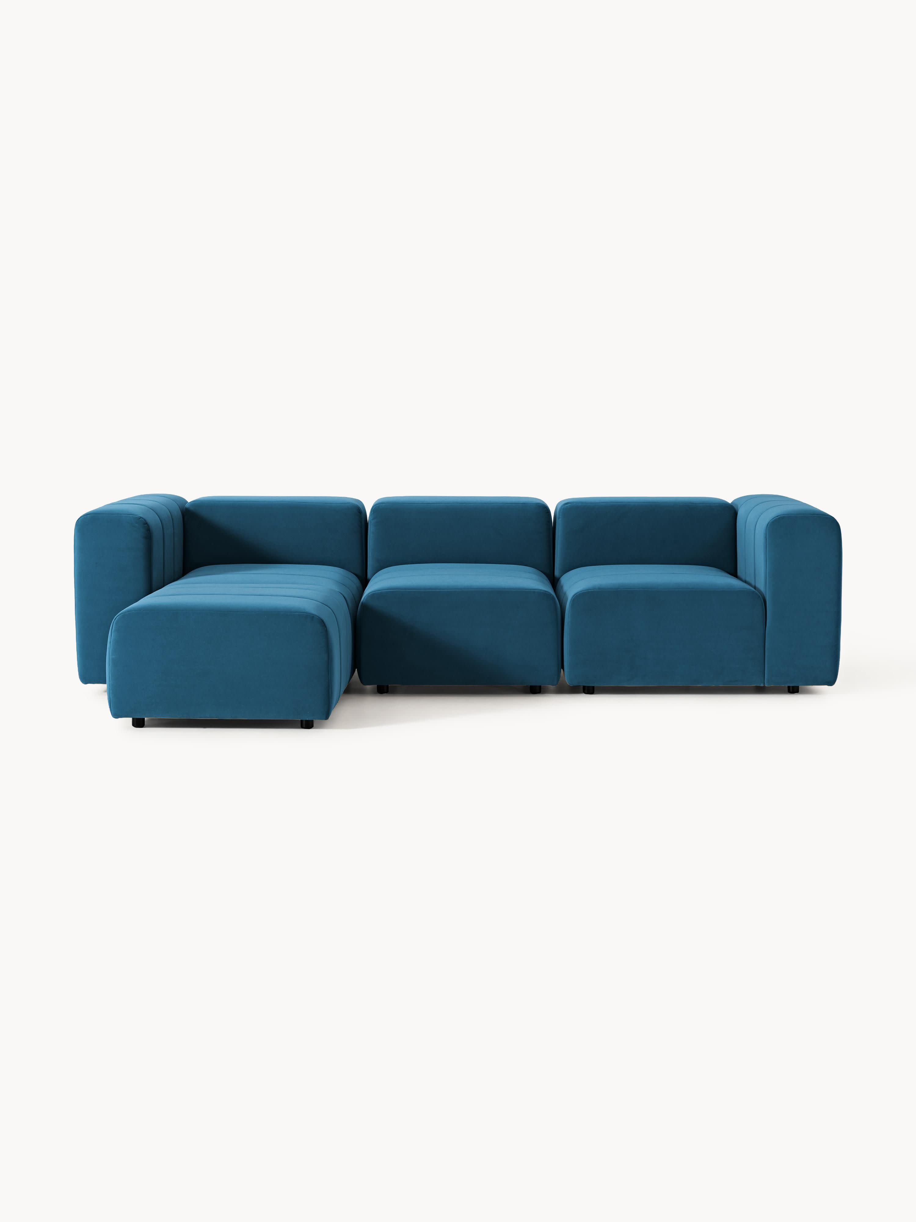 Galeriebild 1 - Modulares Samt-Sofa Lena (4-Sitzer) mit Hocker (links/rechts)