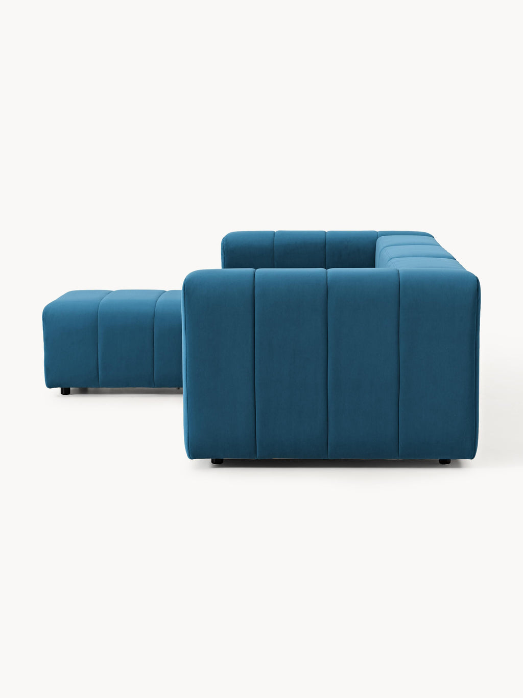 Modulares Samt-Sofa Lena (4-Sitzer) mit Hocker (links/rechts)