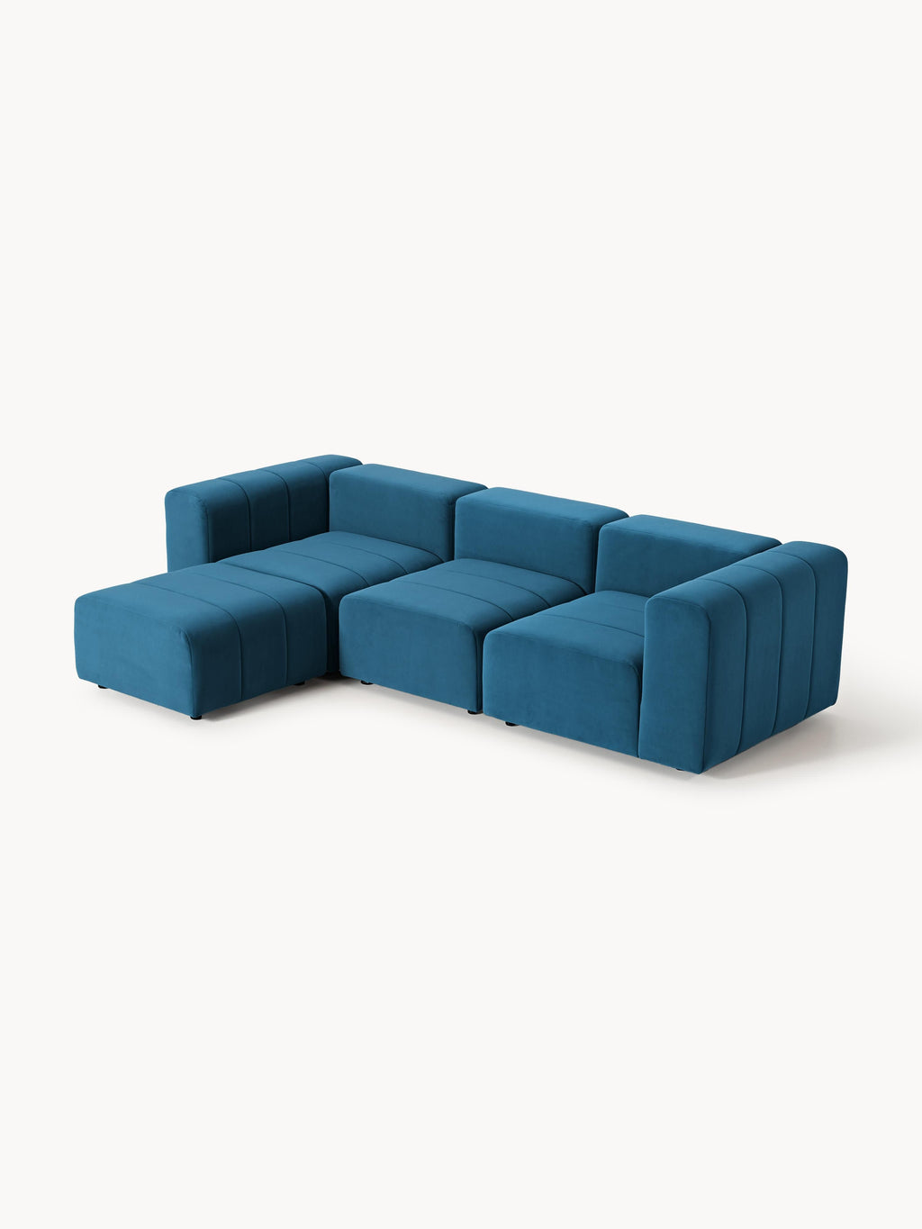 Modulares Samt-Sofa Lena (4-Sitzer) mit Hocker (links/rechts)