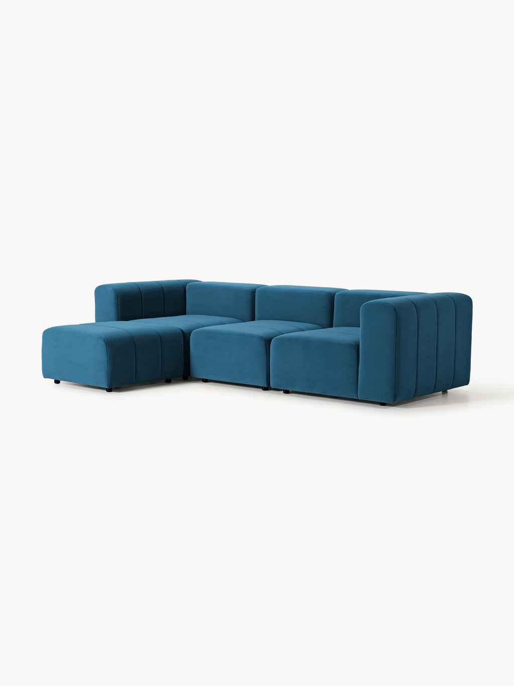 Modulares Samt-Sofa Lena (4-Sitzer) mit Hocker (links/rechts)