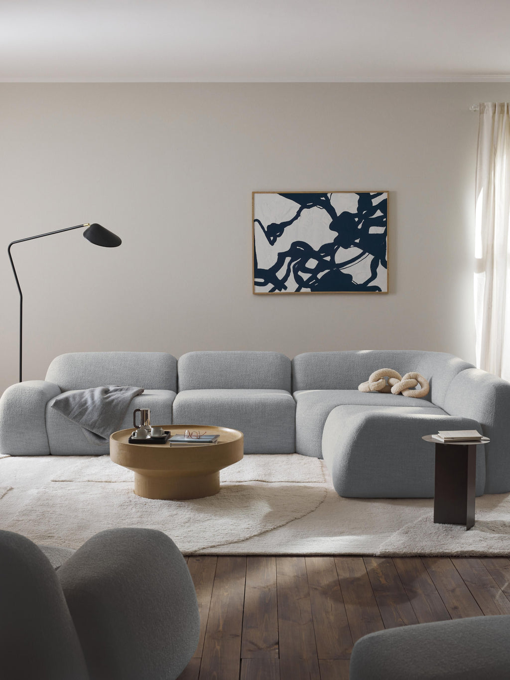 Modulares Bouclé-Ecksofa Wolke (4-Sitzer)