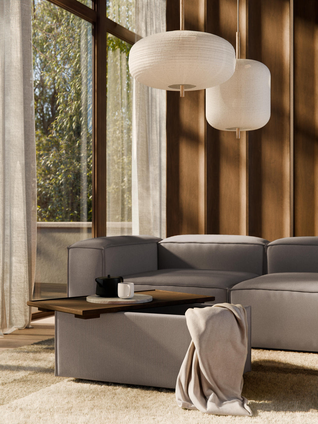 Sofa-Hocker Lennon aus Cord mit Stauraum