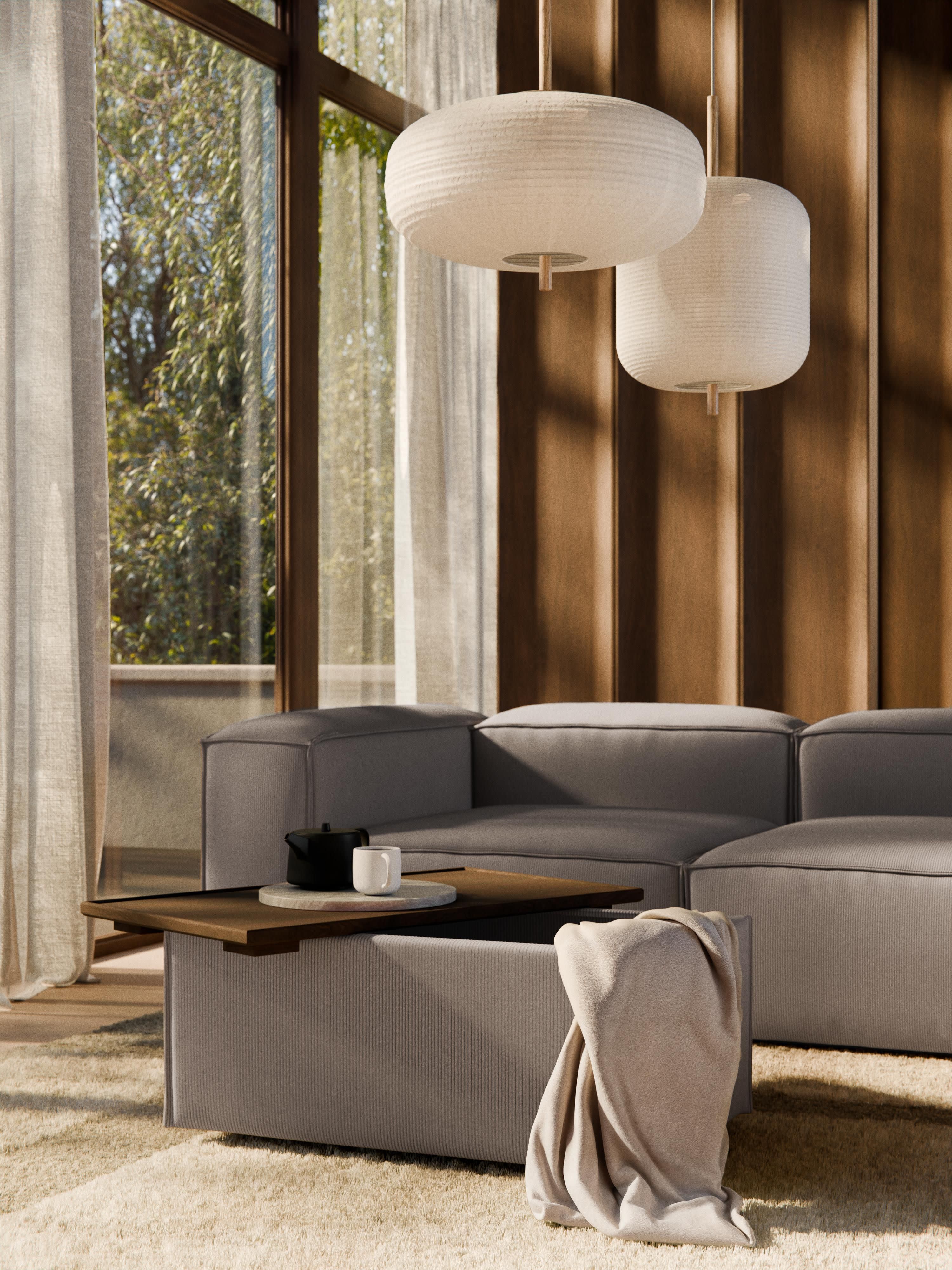 Sofa-Hocker Lennon aus Cord mit Stauraum