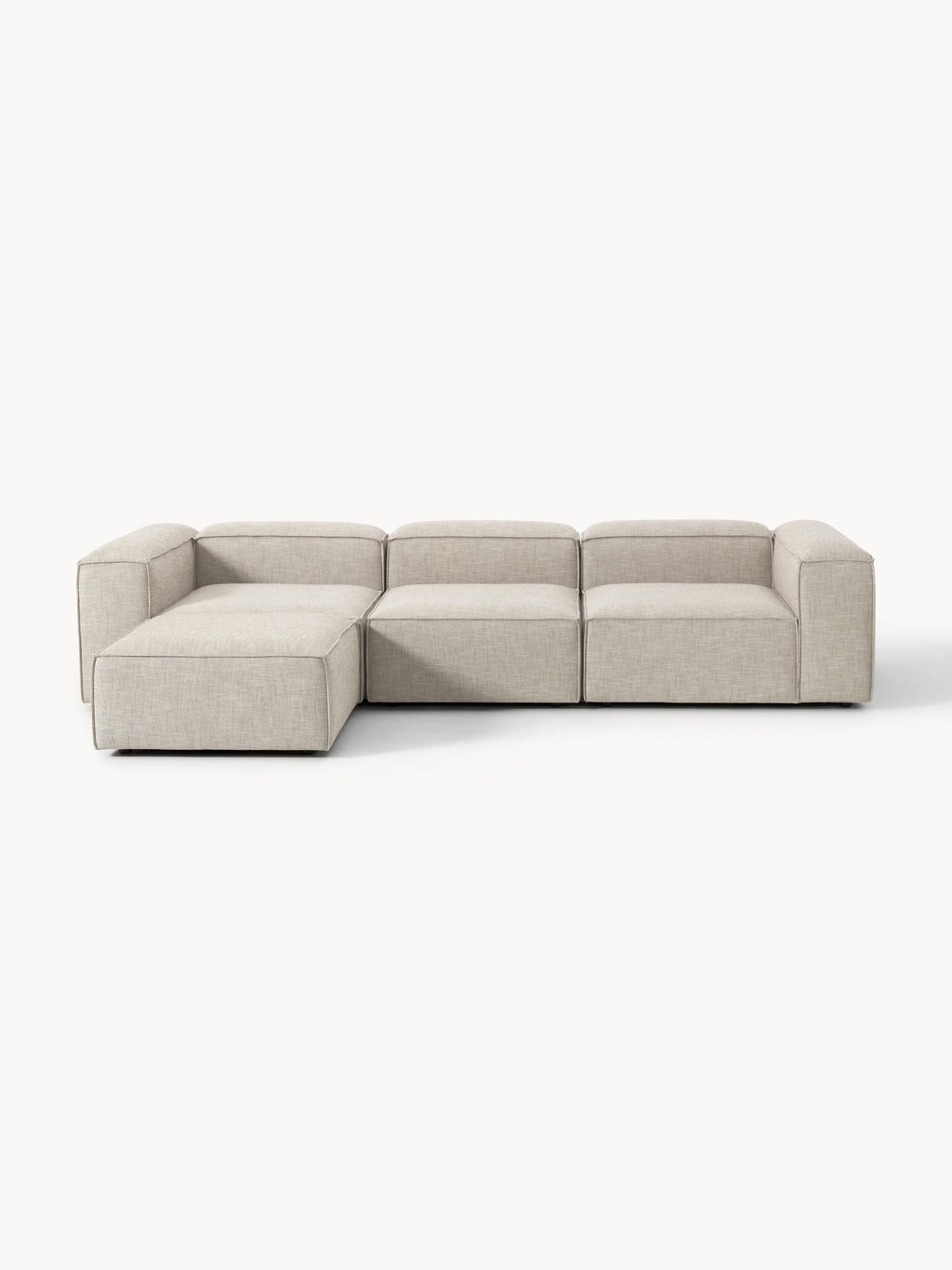 Modulares Sofa Lennon (4-Sitzer) aus Leinen-Mix mit Hocker (links/rechts)