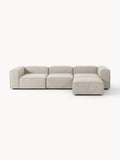Galeriebild 1 - Modulares Sofa Lennon (4-Sitzer) aus Leinen-Mix mit Hocker (links/rechts)