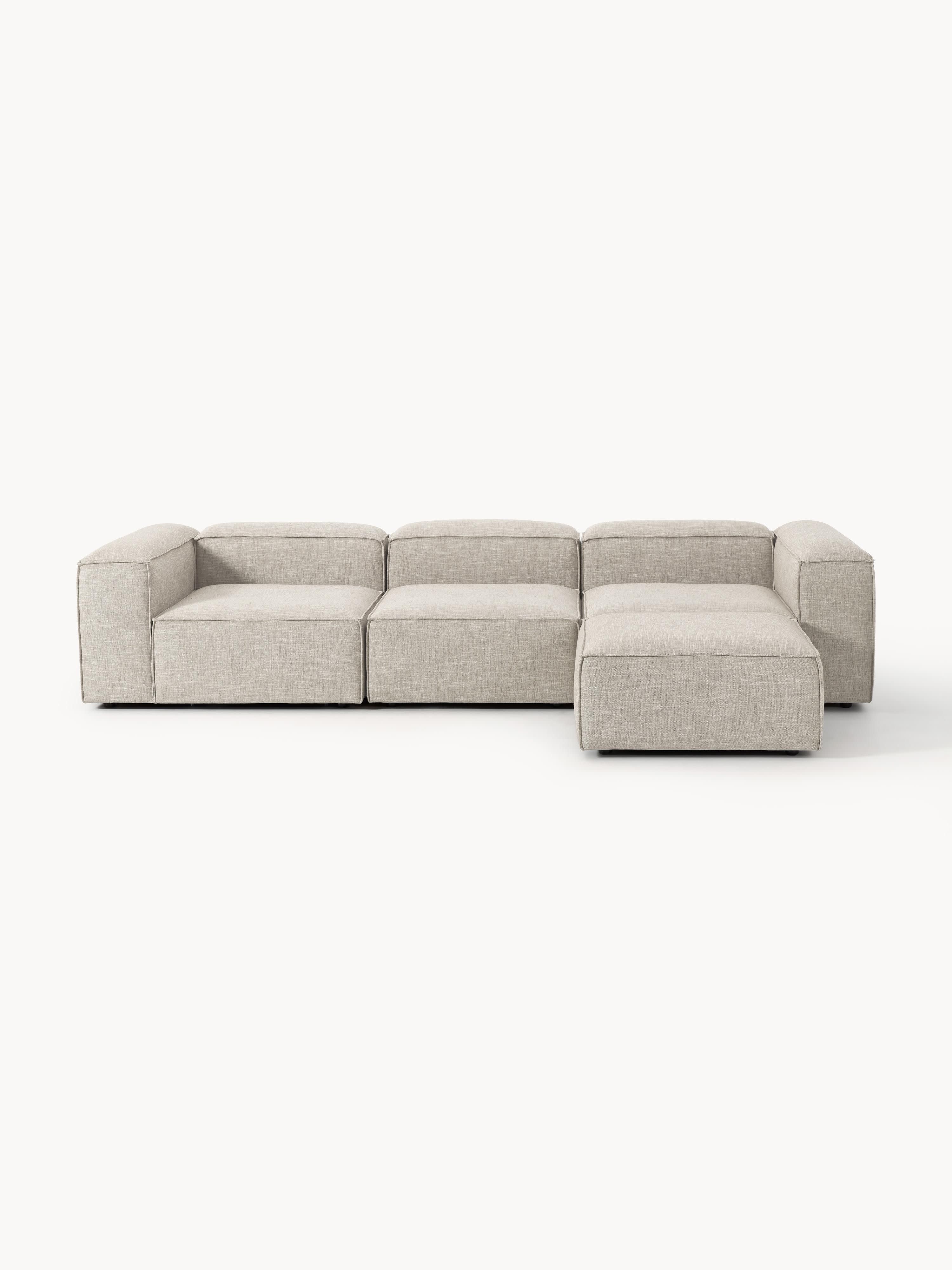 Galeriebild 1 - Modulares Sofa Lennon (4-Sitzer) aus Leinen-Mix mit Hocker (links/rechts)