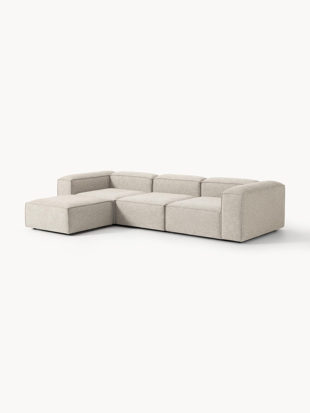 Modulares Sofa Lennon (4-Sitzer) aus Leinen-Mix mit Hocker (links/rechts)