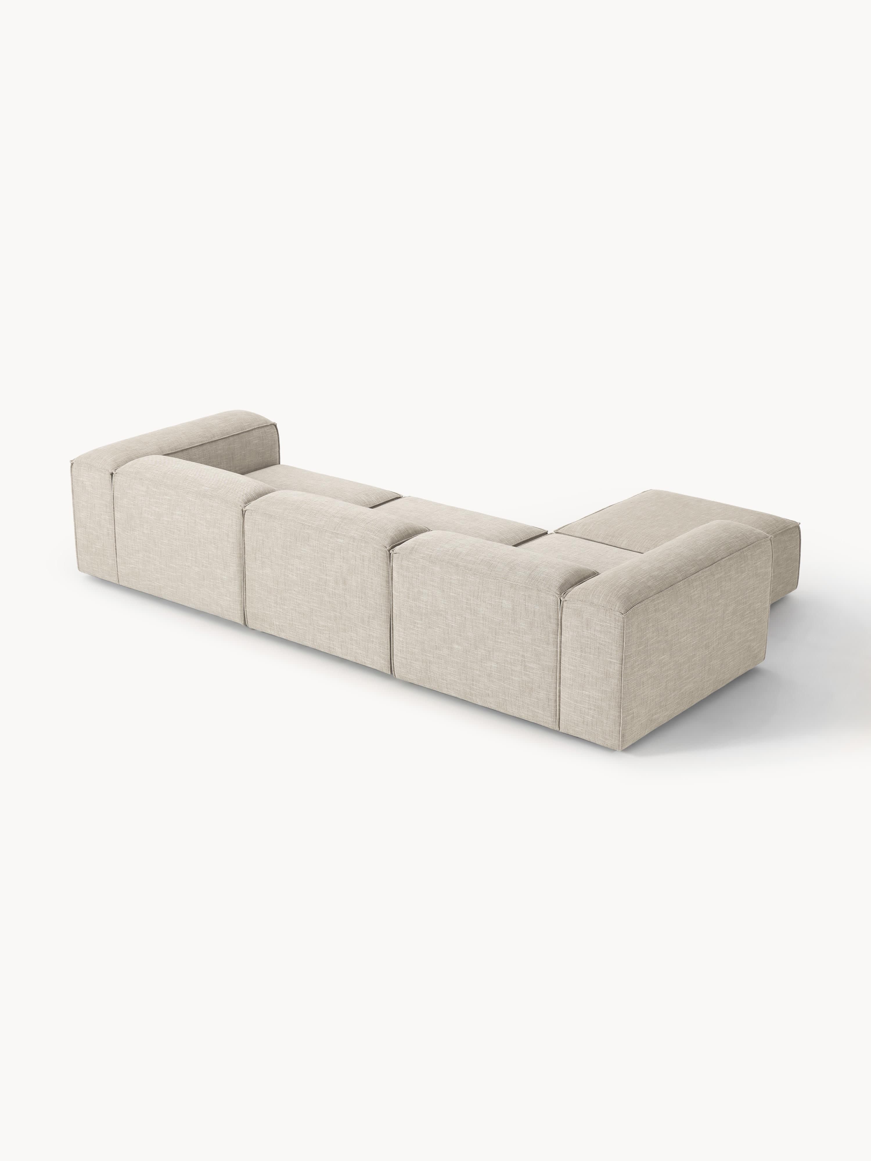 Modulares Sofa Lennon (4-Sitzer) aus Leinen-Mix mit Hocker (links/rechts)