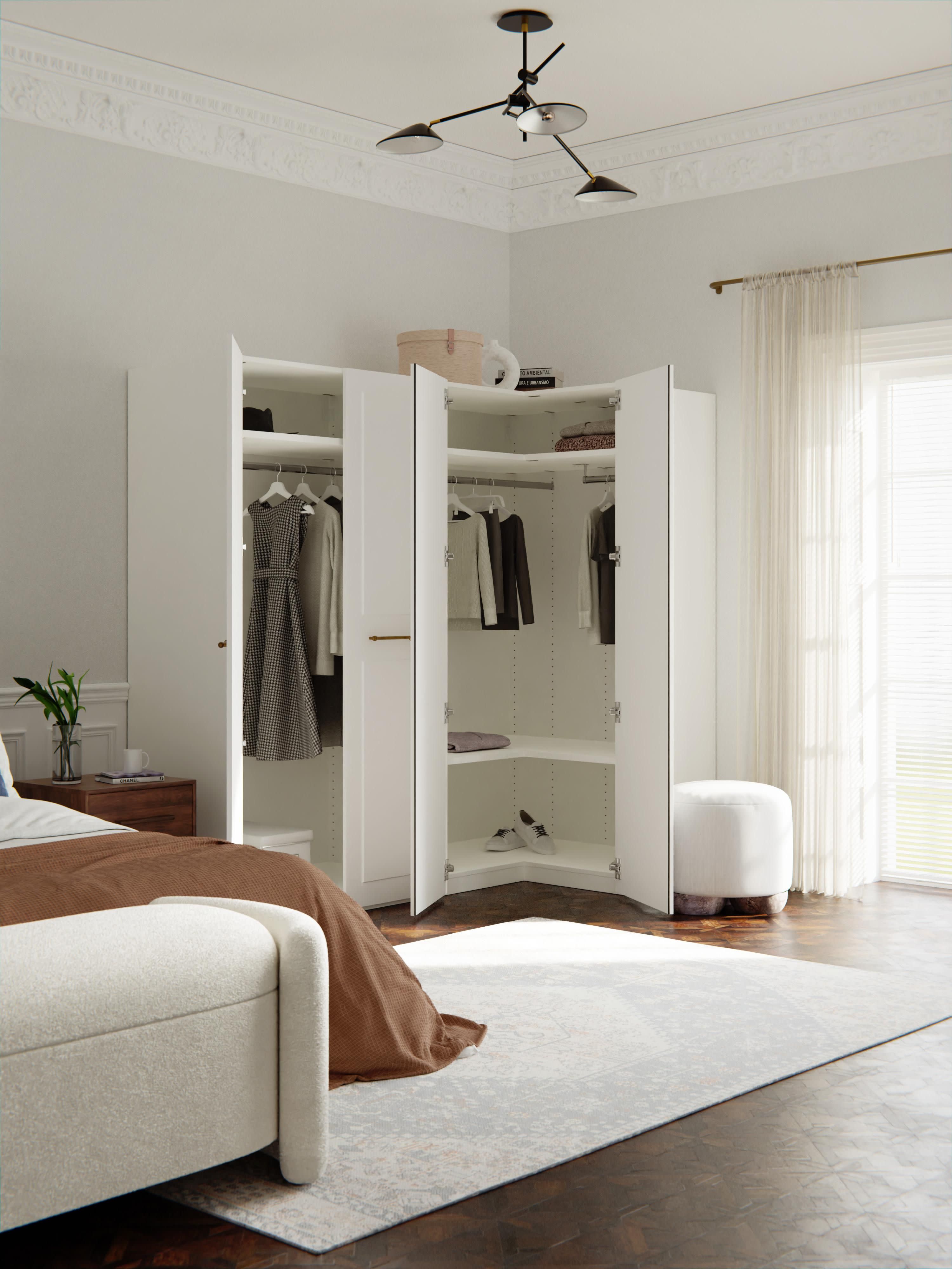 Modularer Eck-Kleiderschrank Charlotte, 215 cm Breite, in verschiedenen Größen