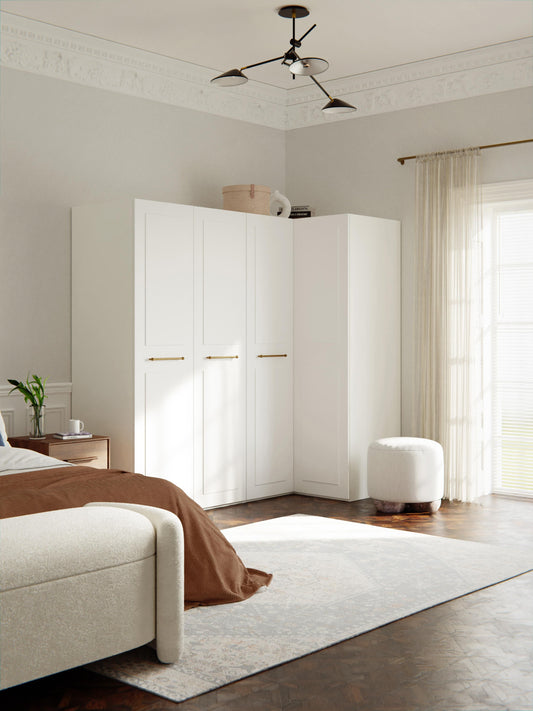 Modularer Eck-Kleiderschrank Charlotte, 215 cm Breite, in verschiedenen Größen