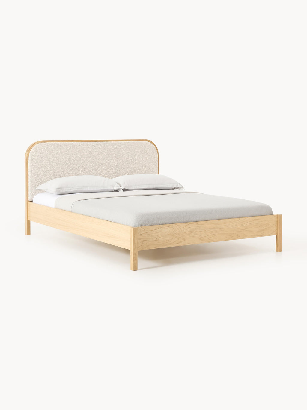 Galeriebild 1 - Holzbett Jones mit Kopfteil aus Bouclé