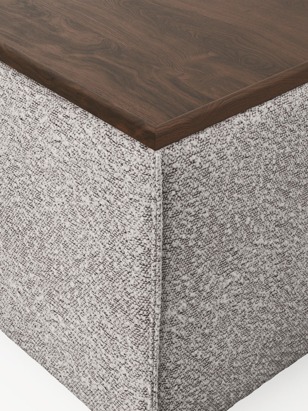 Sofa-Hocker Lennon aus Bouclé mit Stauraum