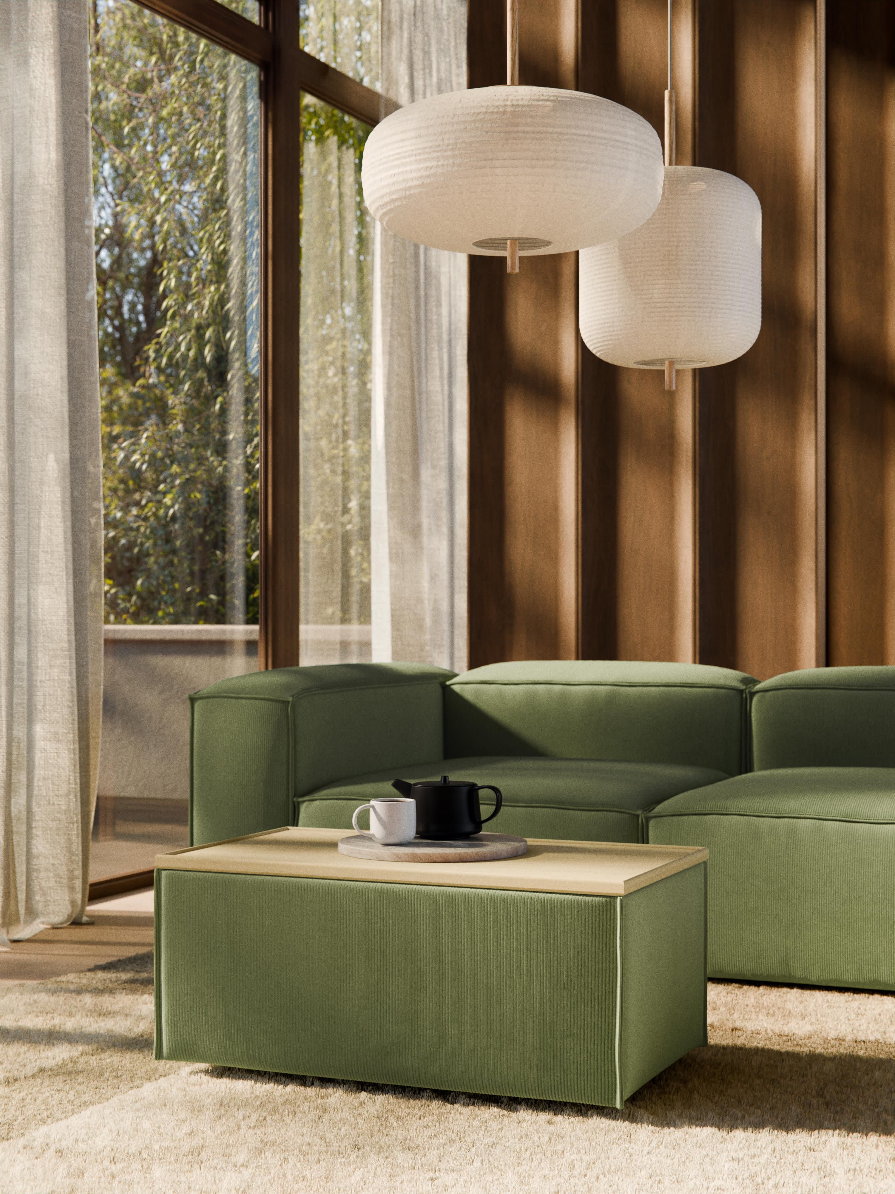 Sofa-Hocker Lennon aus Cord mit Stauraum