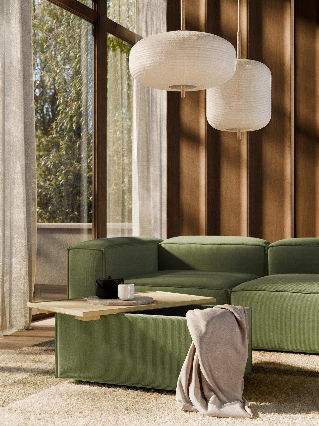 Sofa-Hocker Lennon aus Cord mit Stauraum