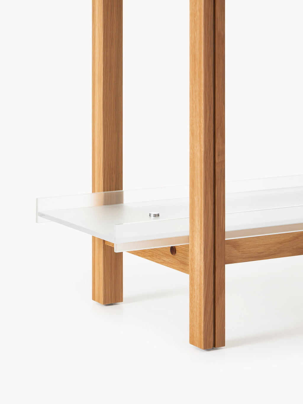 Großes Holz-Regal Alex, Eichenholz & Glas