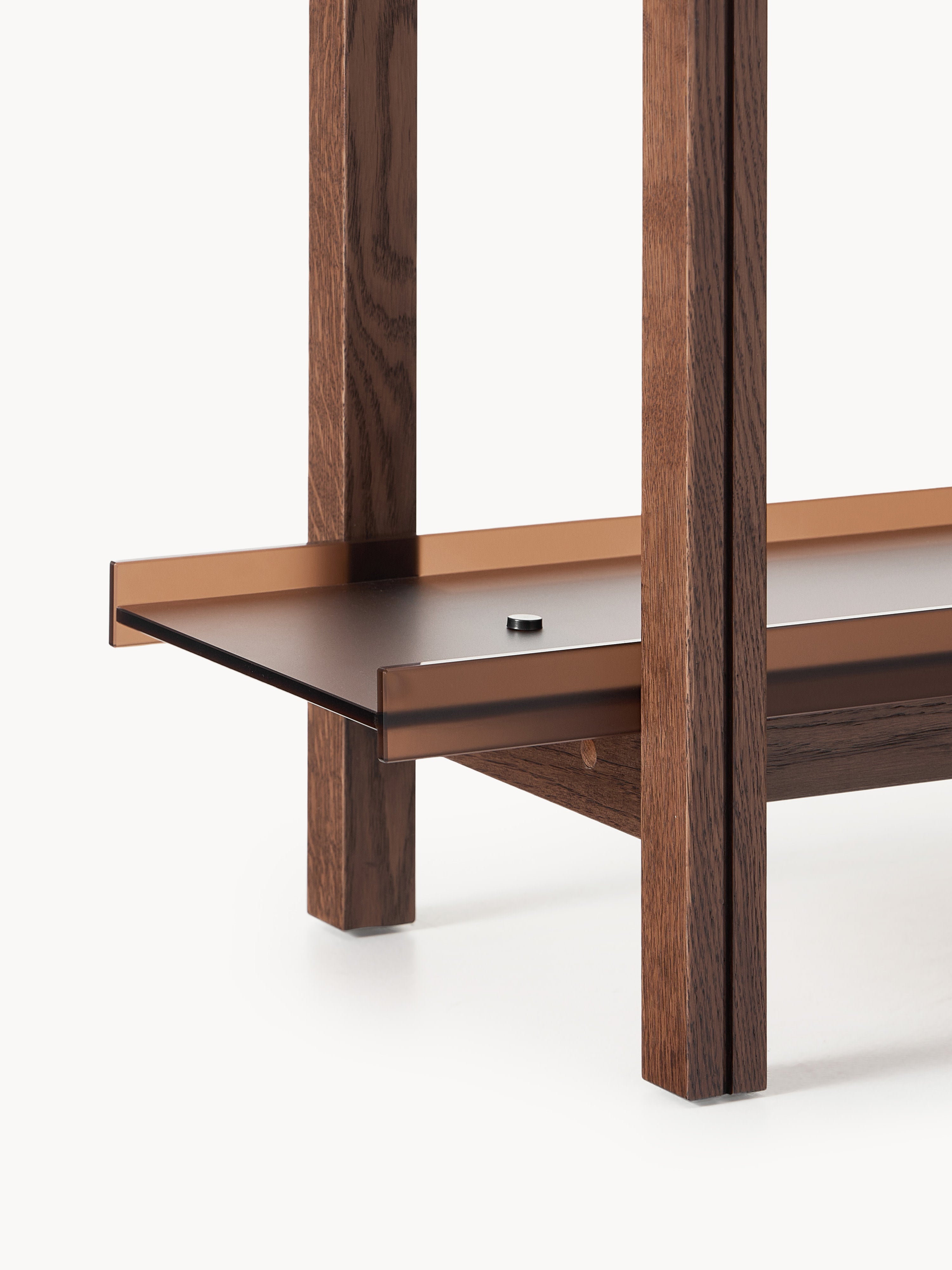 Holz-Regal Alex, Eichenholz & Glas