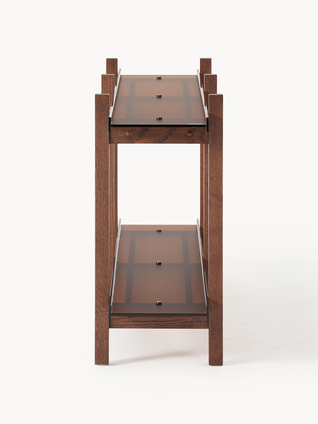 Holz-Regal Alex, Eichenholz & Glas