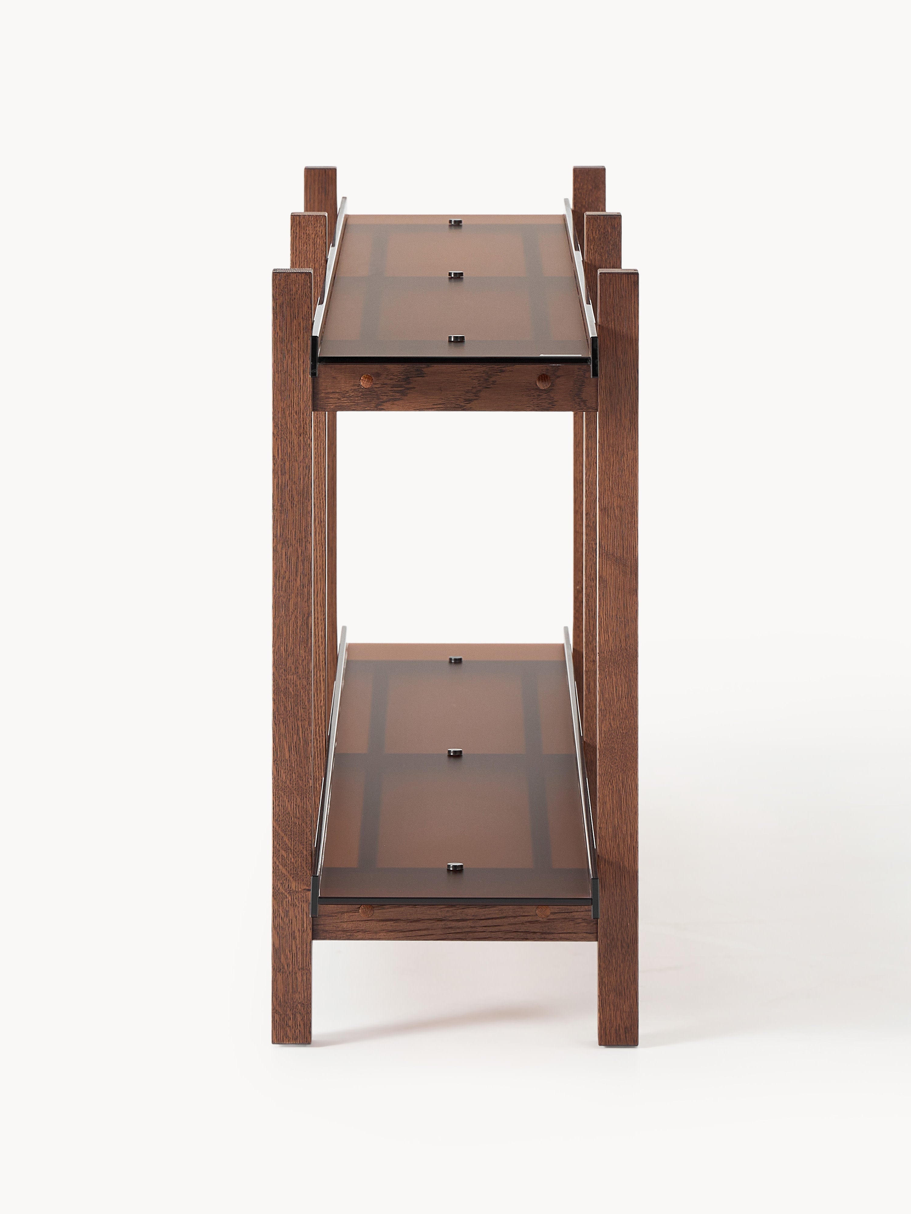 Holz-Regal Alex, Eichenholz & Glas
