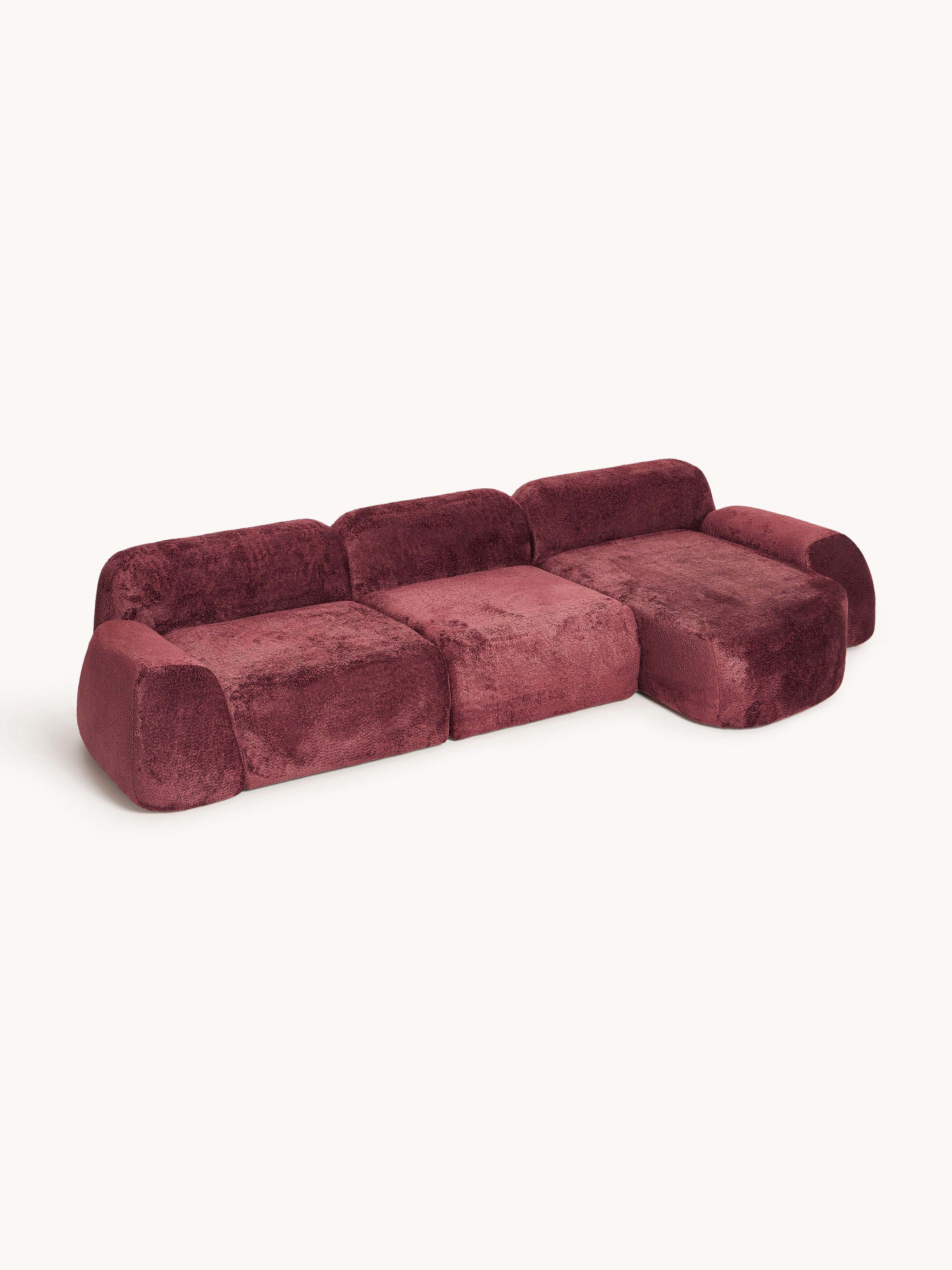 Modulares Teddy-Bouclé-Ecksofa Wolke (4-Sitzer)