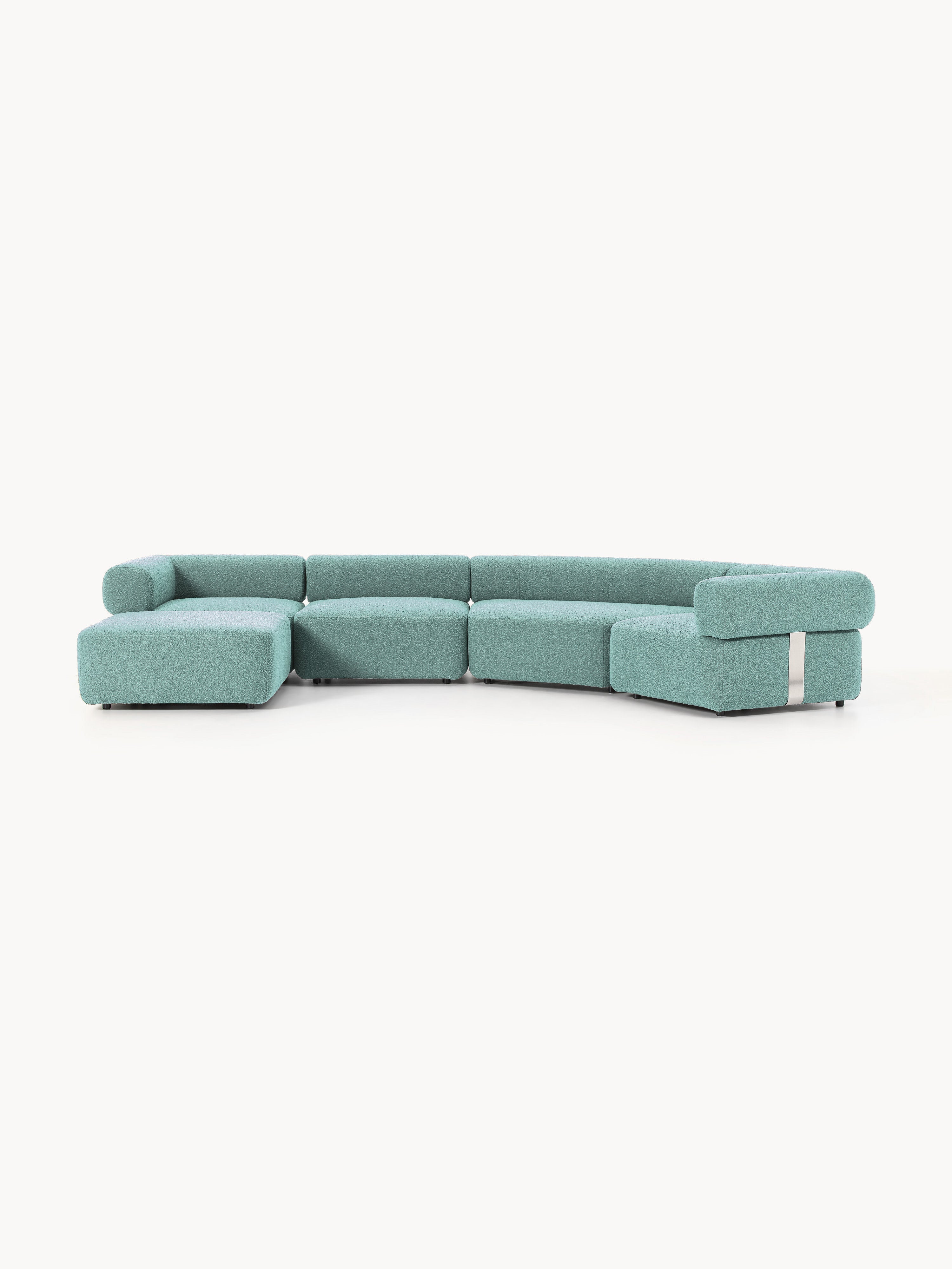 Galeriebild 1 - Großes modulares Bouclé-Sofa Anton mit Hocker (links/rechts)