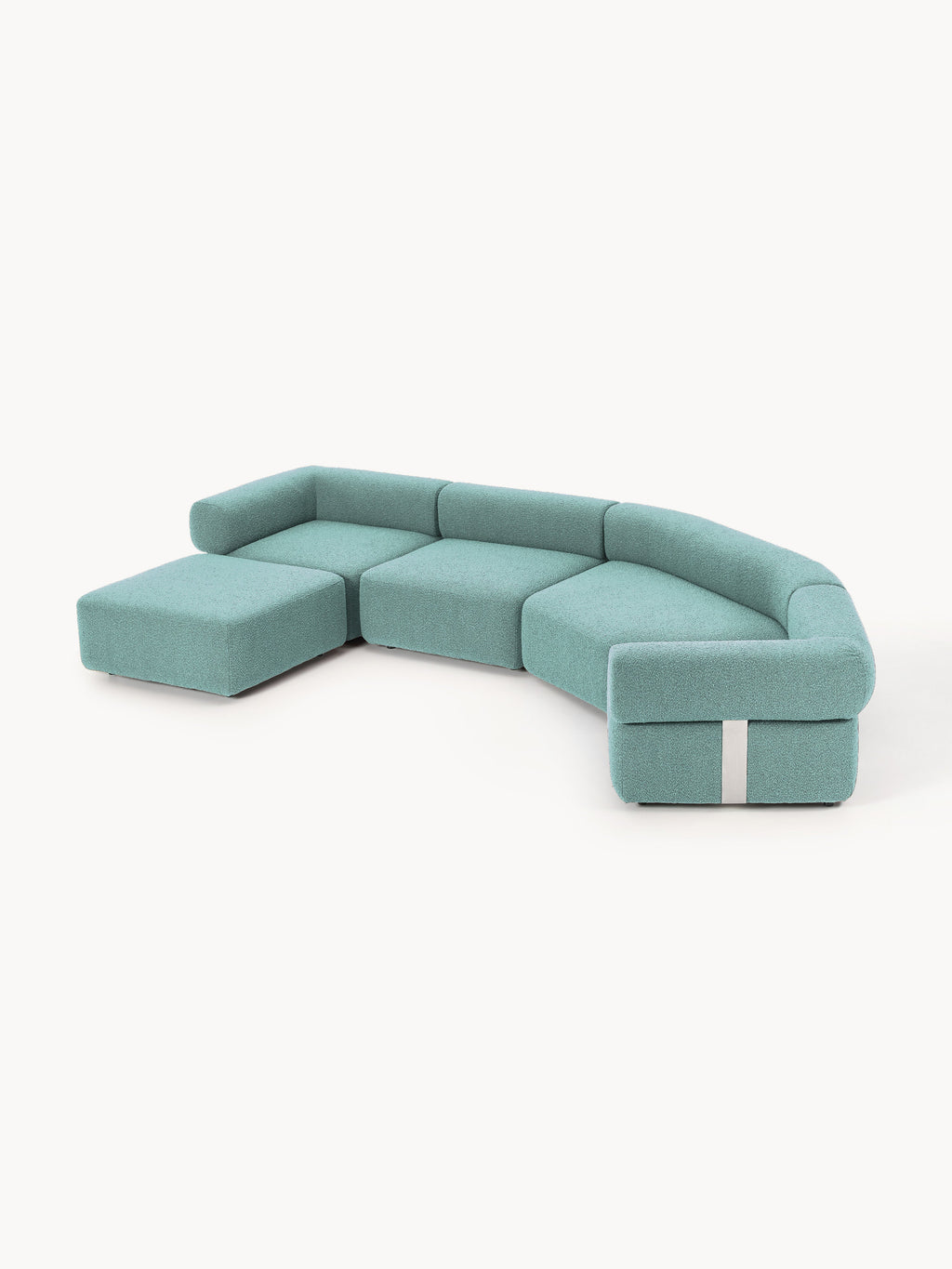 Großes modulares Bouclé-Sofa Anton mit Hocker (links/rechts)