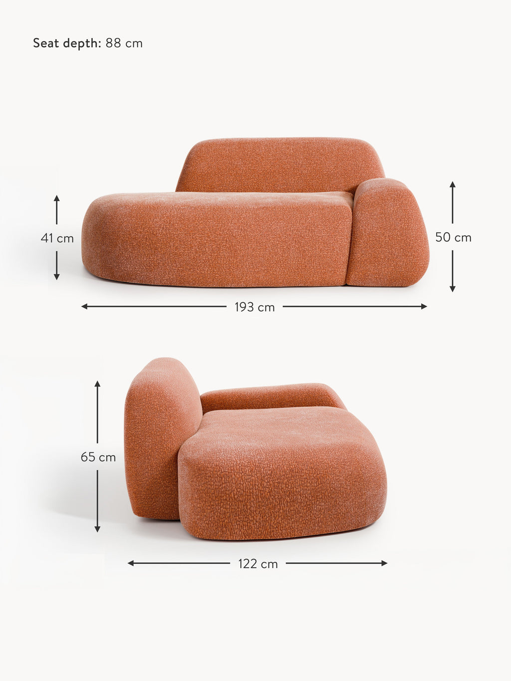Sofa Wolke (2-Sitzer) mit Chaiselongue