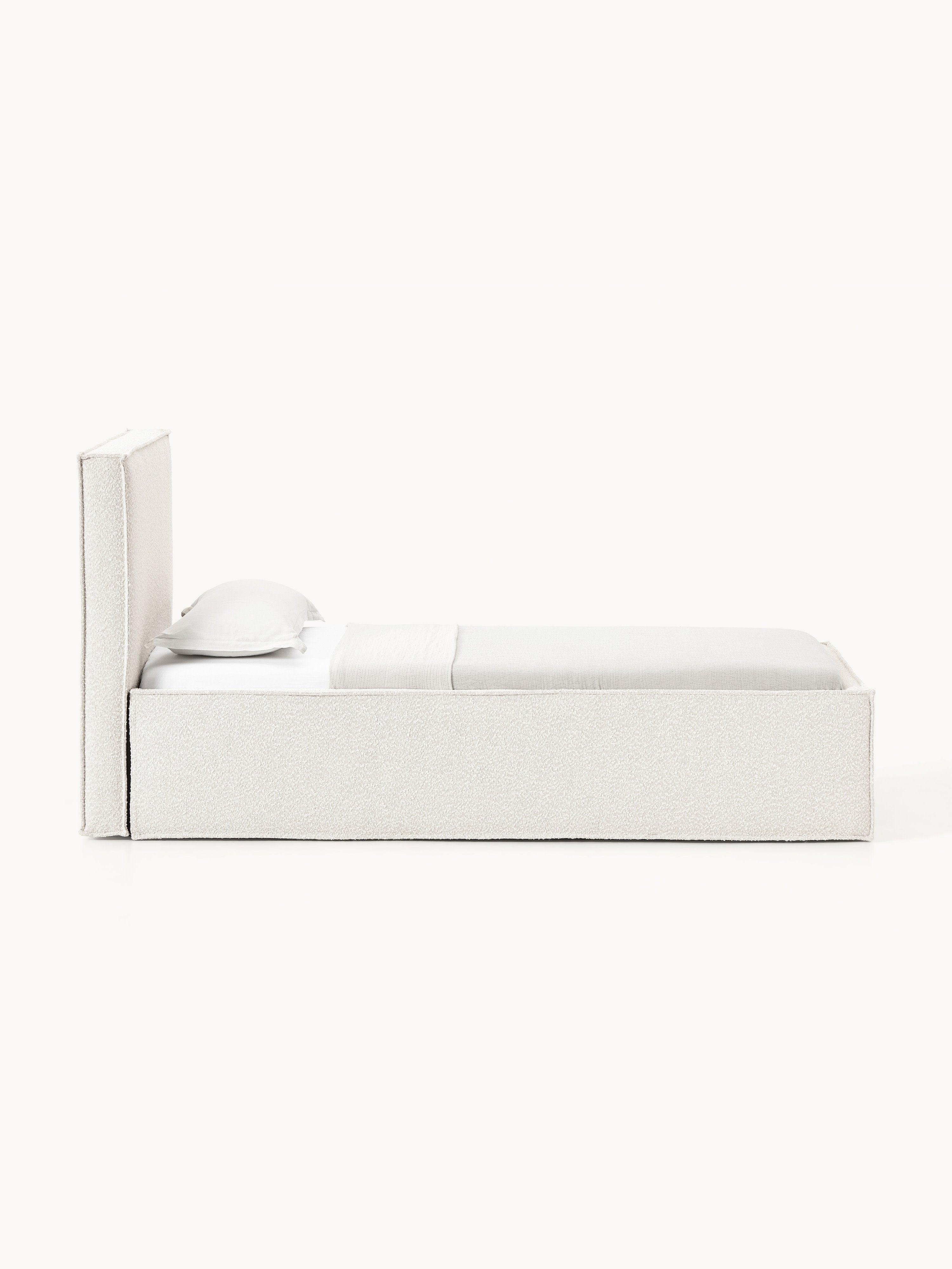 Bouclé-Einzelbett Dream mit Stauraum