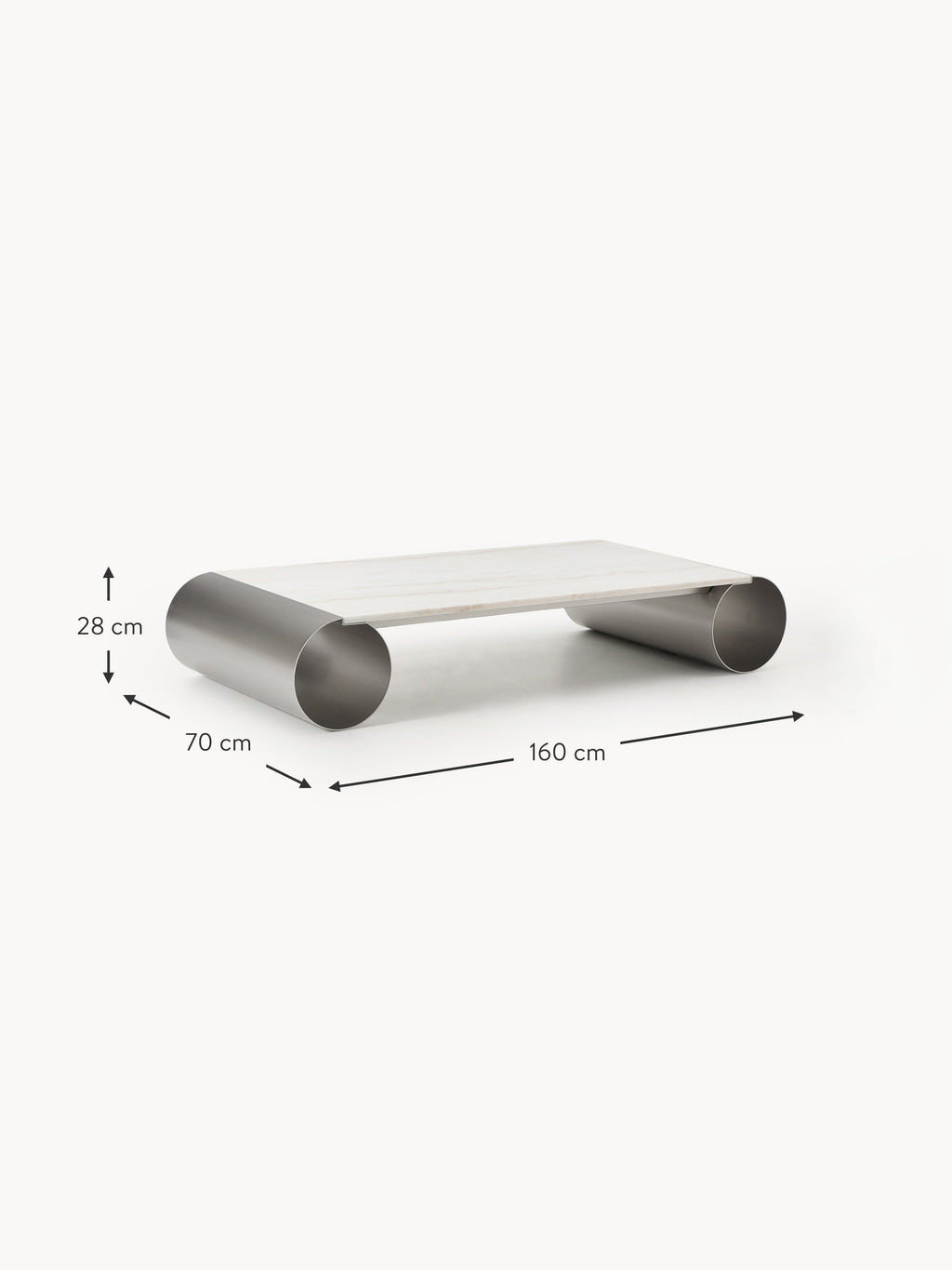 XL-Couchtisch Blaze mit Marmorplatte, B 160 cm