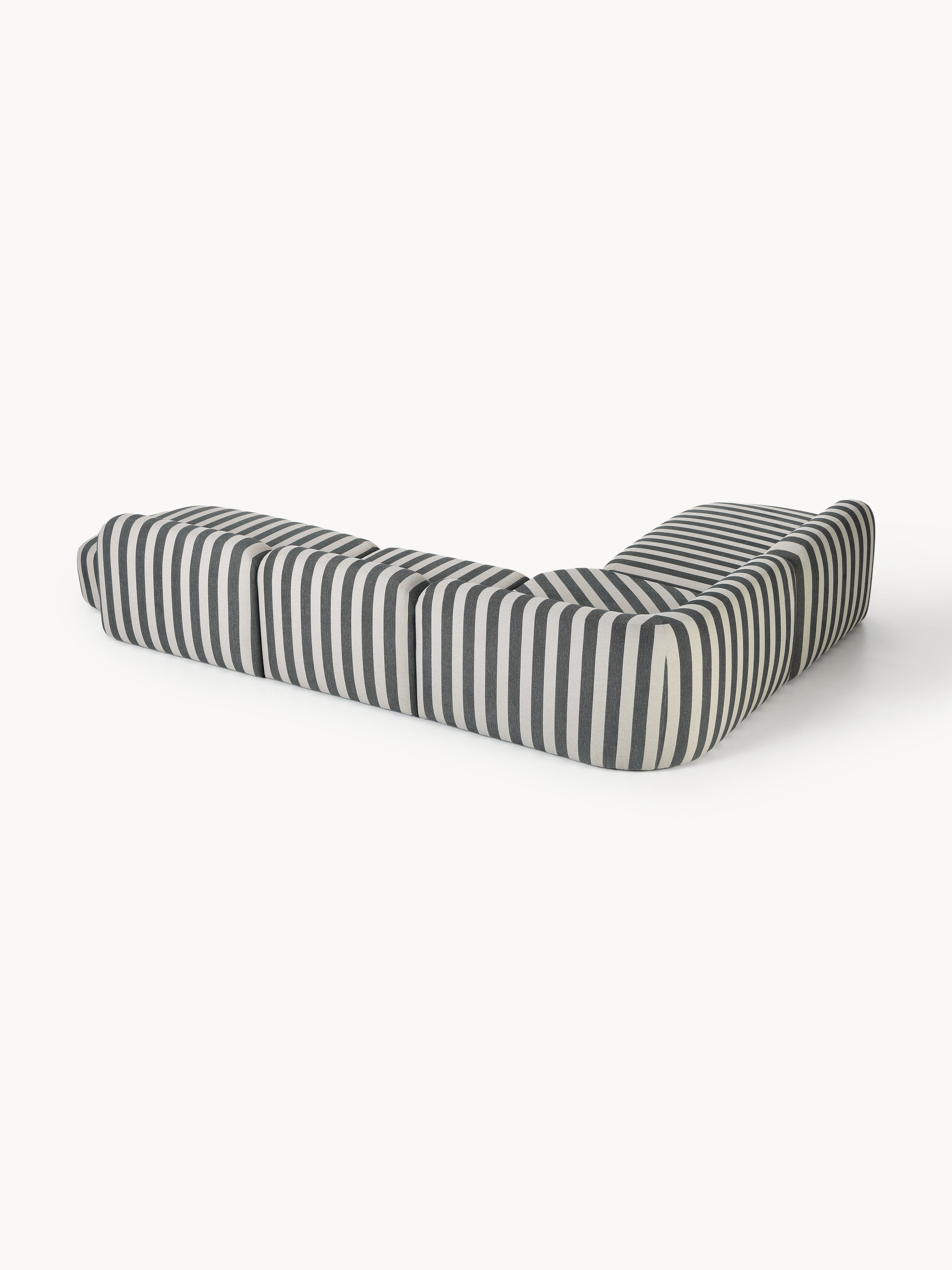 Modulares Gestreiftes XL-Ecksofa Wolke mit Chaiselongue