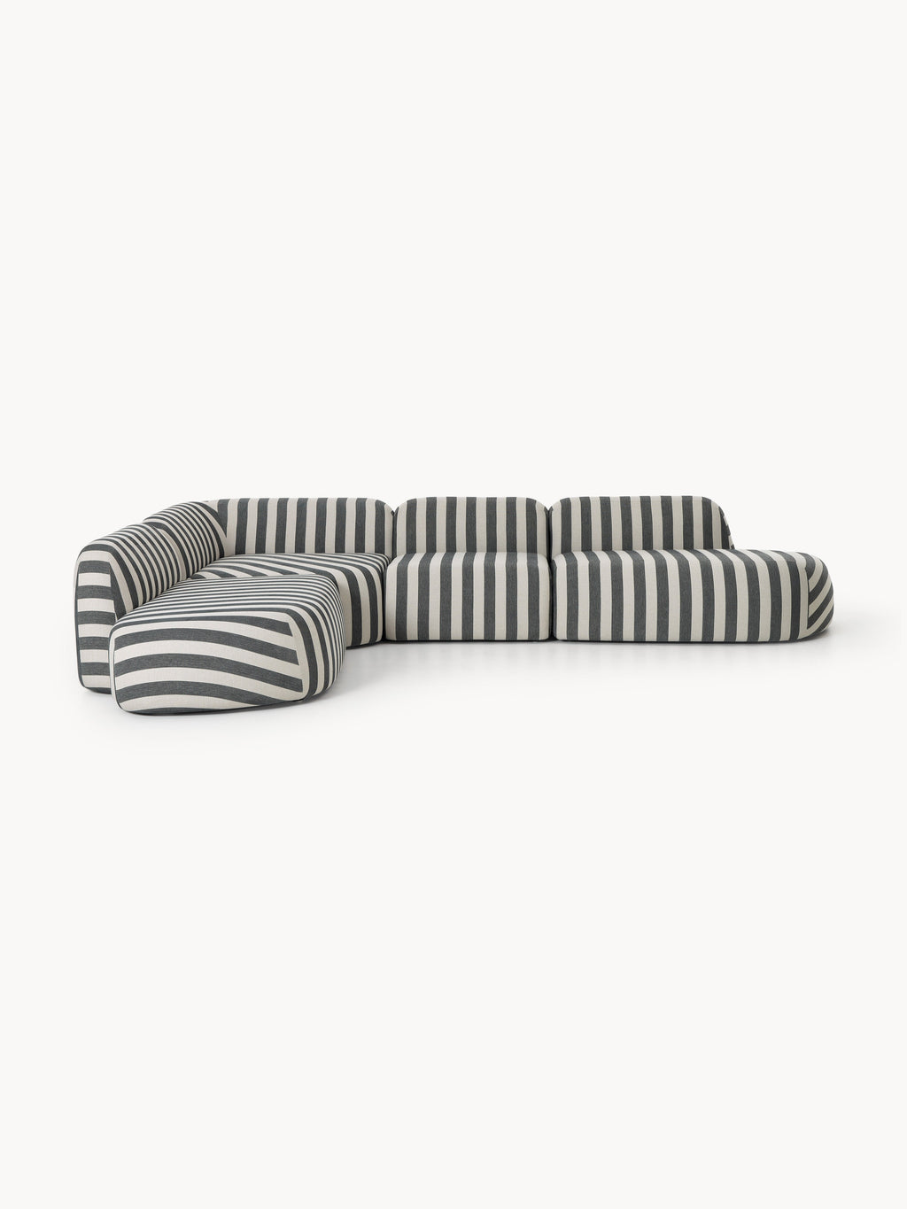 Galeriebild 1 - Modulares Gestreiftes XL-Ecksofa Wolke mit Chaiselongue