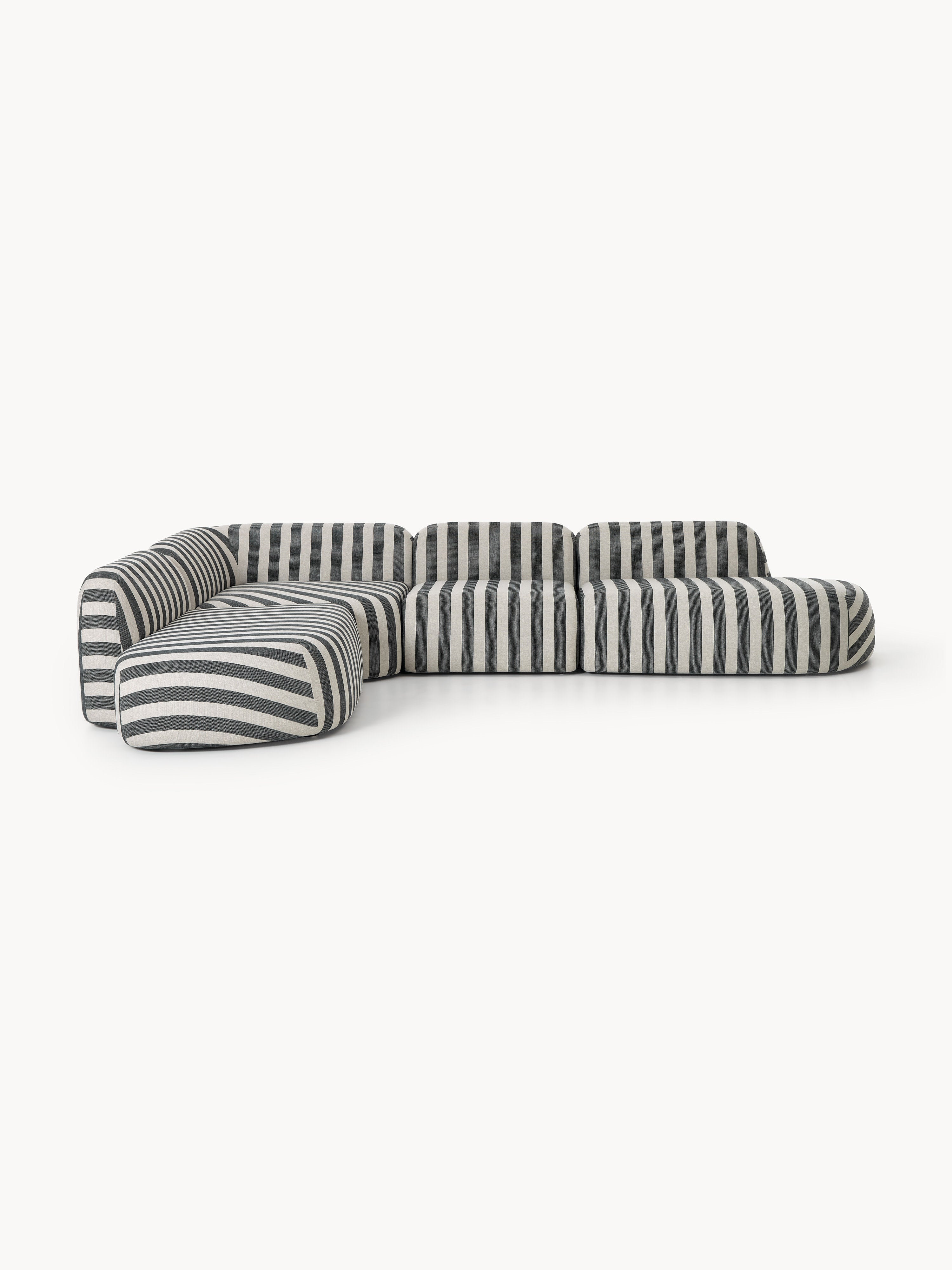 Galeriebild 1 - Modulares Gestreiftes XL-Ecksofa Wolke mit Chaiselongue