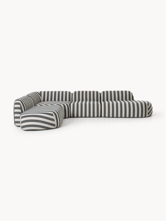 Galeriebild 1 - Modulares Gestreiftes XL-Ecksofa Wolke mit Chaiselongue