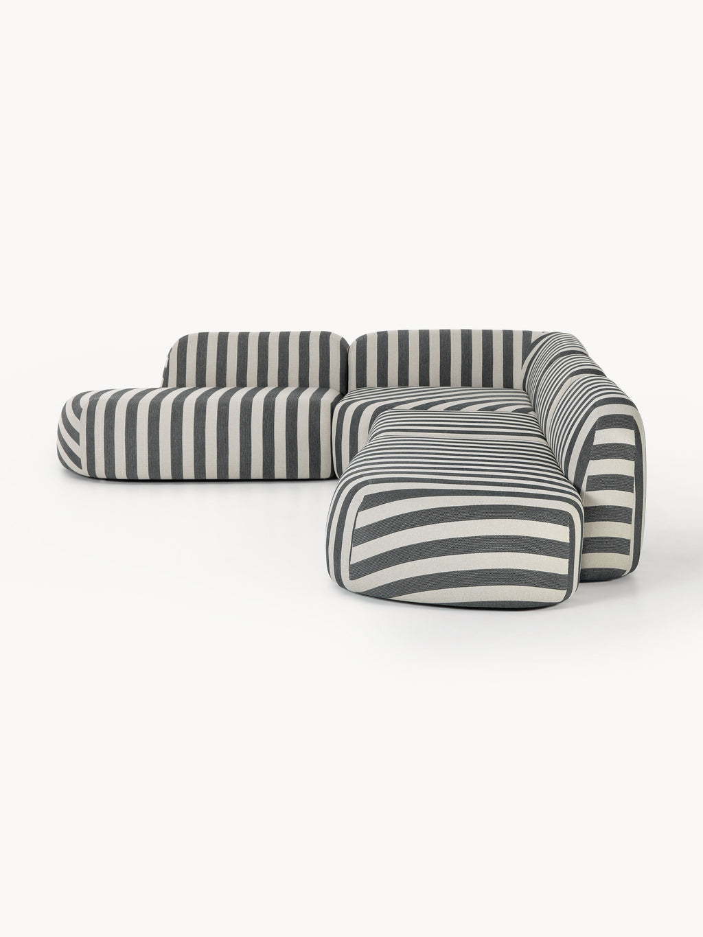 Modulares Gestreiftes XL-Ecksofa Wolke mit Chaiselongue
